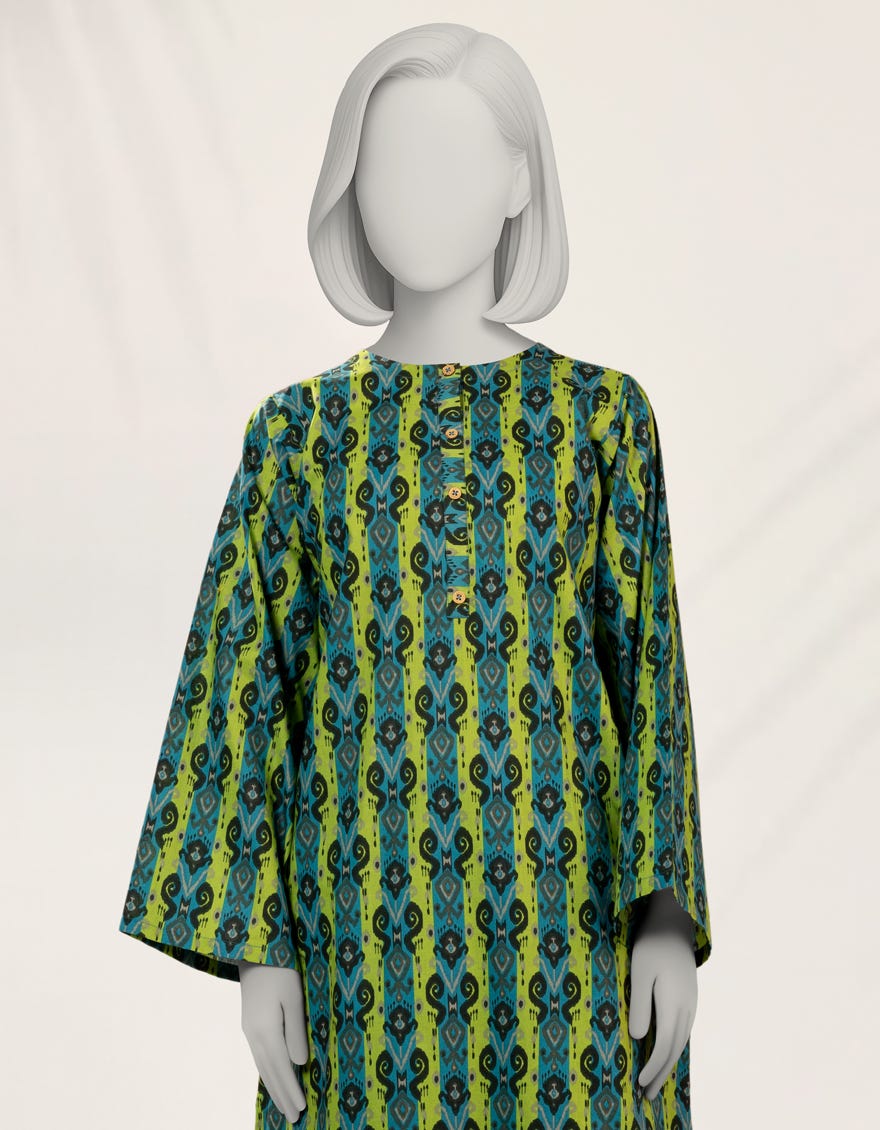 BLUE PRINTED LAWN KURTA