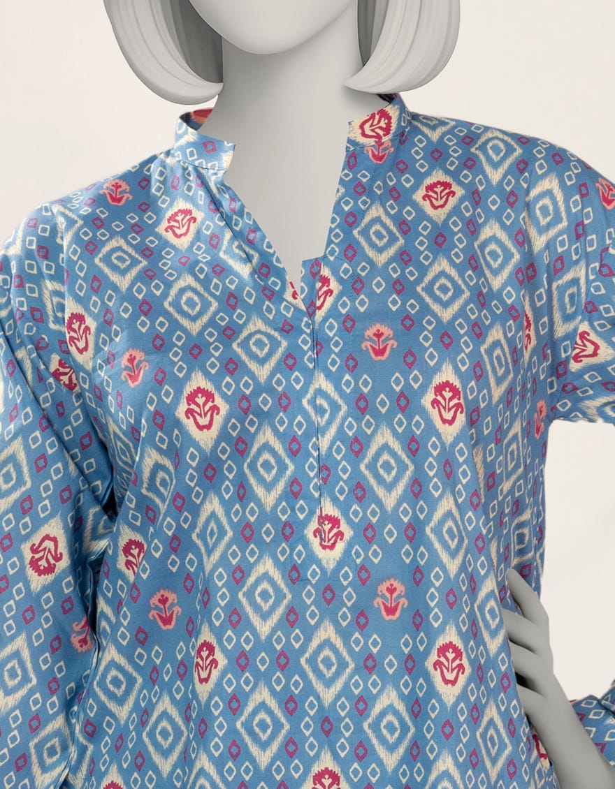 BLUE PRINTED LAWN KURTA
