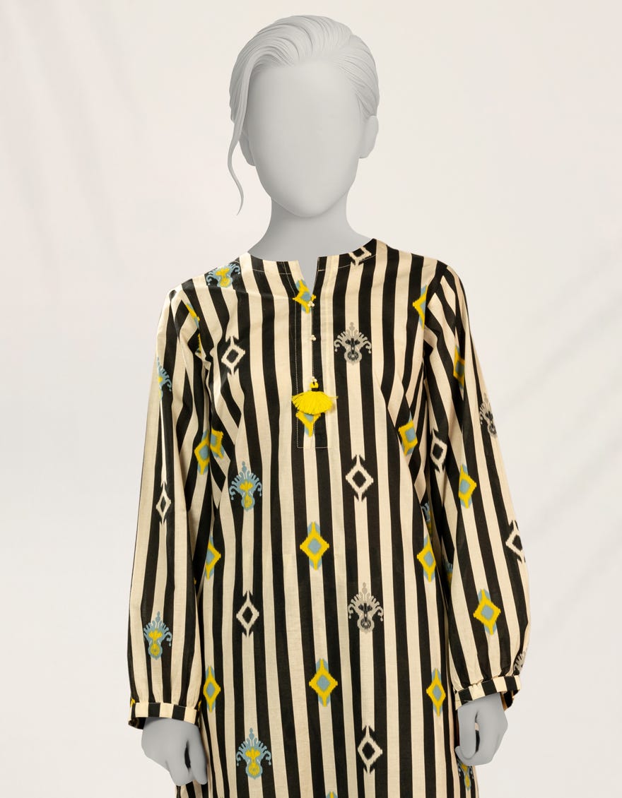 OFF WHITE PRINTED LAWN KURTA