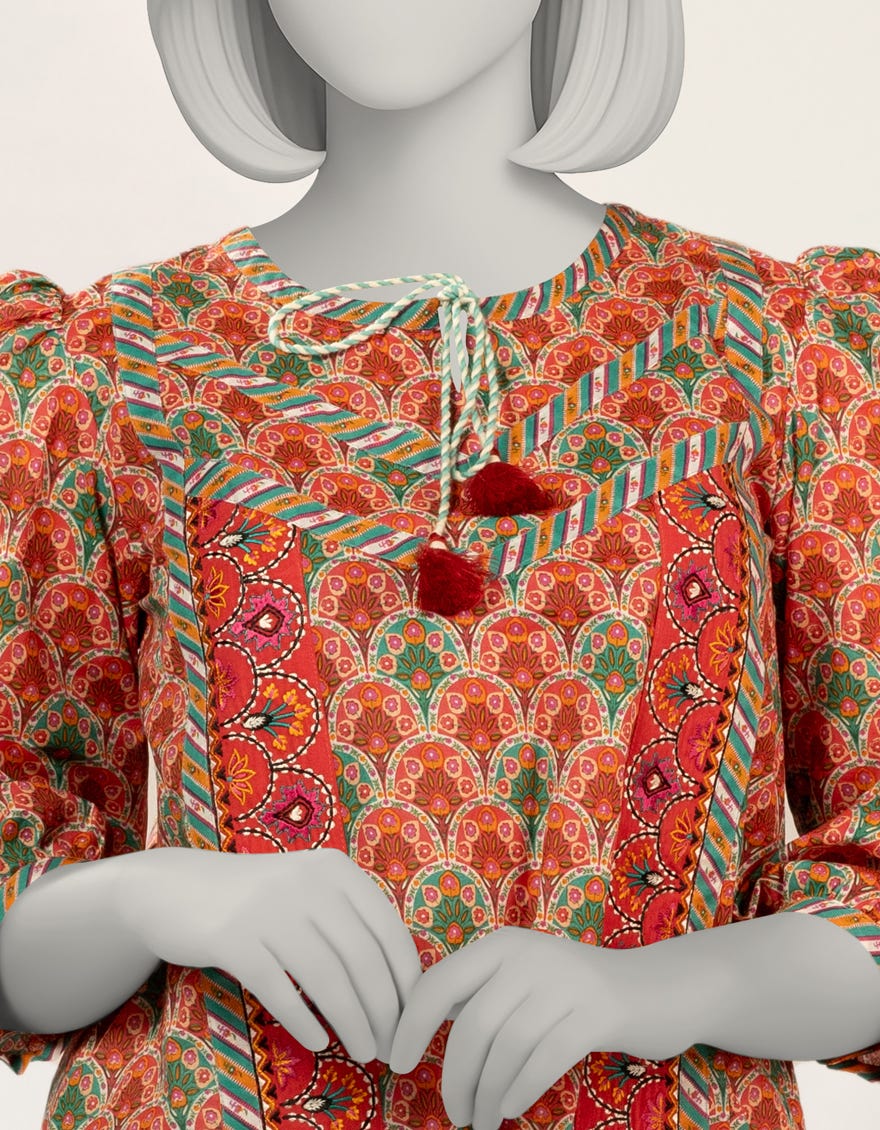 ORANGE EMBROIDERED RAW SILK KURTA