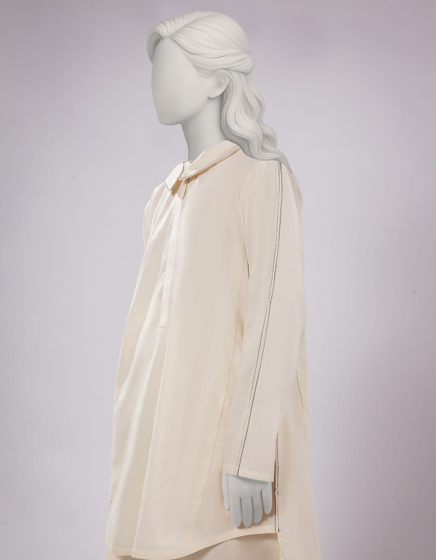 CREAM LAWN DYED 2PC STITCHED