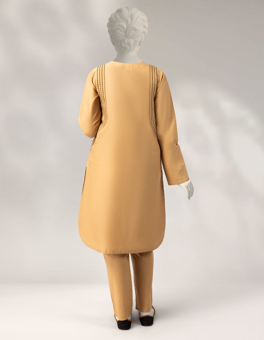 BEIGE CAMBRIC EMBROIDERED 2PC STITCHED