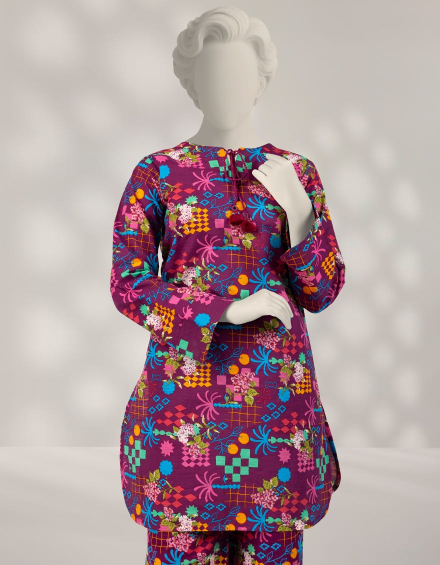 PURPLE KHADDAR PRINTED 2PC STITCHED