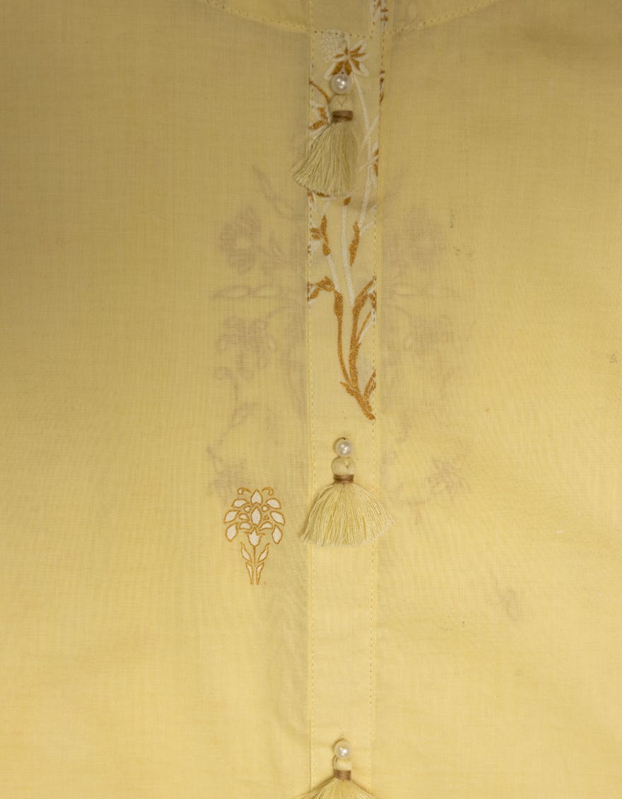 YELLOW LAWN PASTE PRINTED 2PC STITCHED
