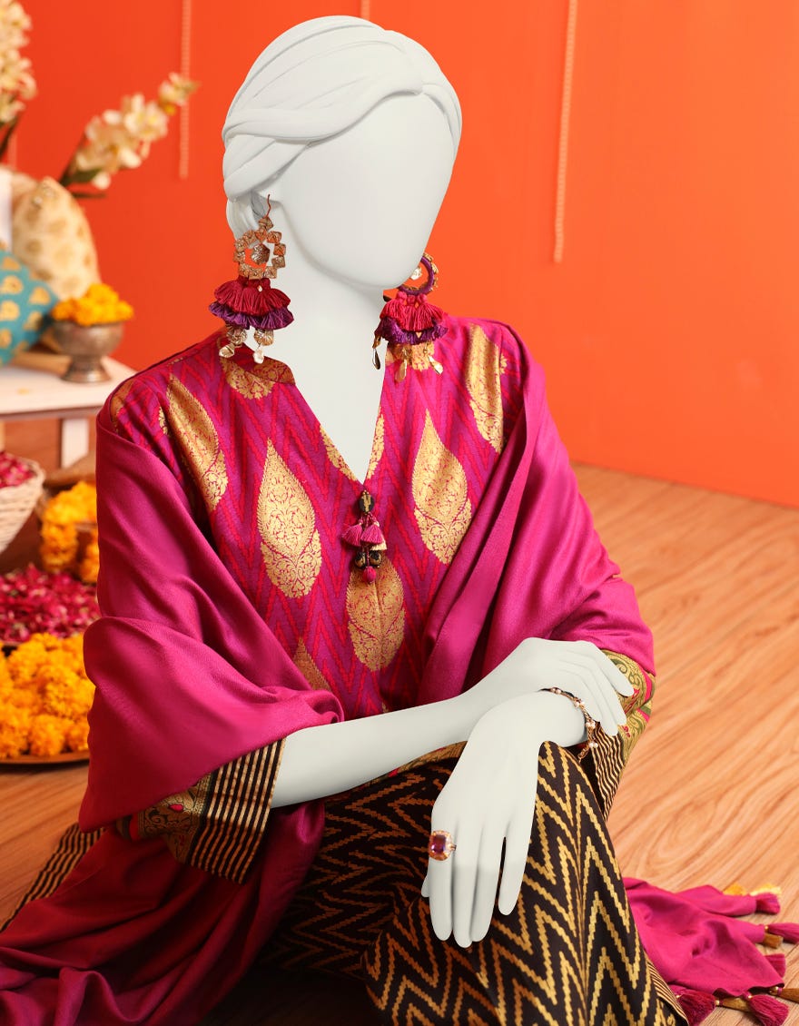 PINK KHADDAR 3PC STITCHED | JJPW-W-JW-23-1719