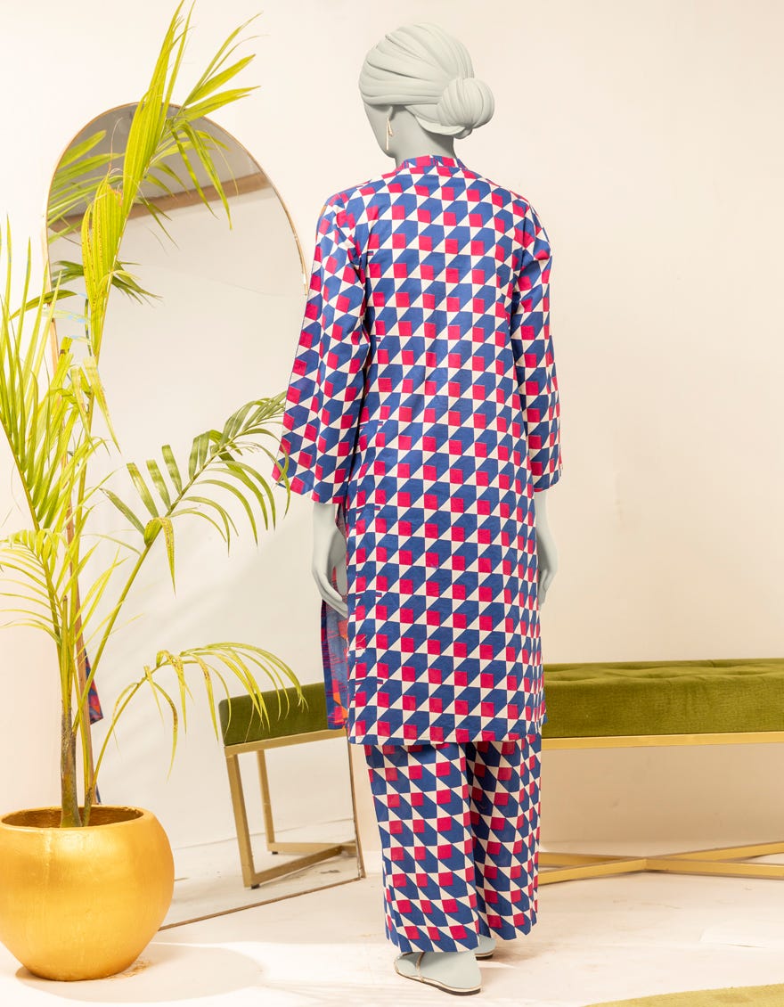 BLUE CAMBRIC PRINTED KURTI