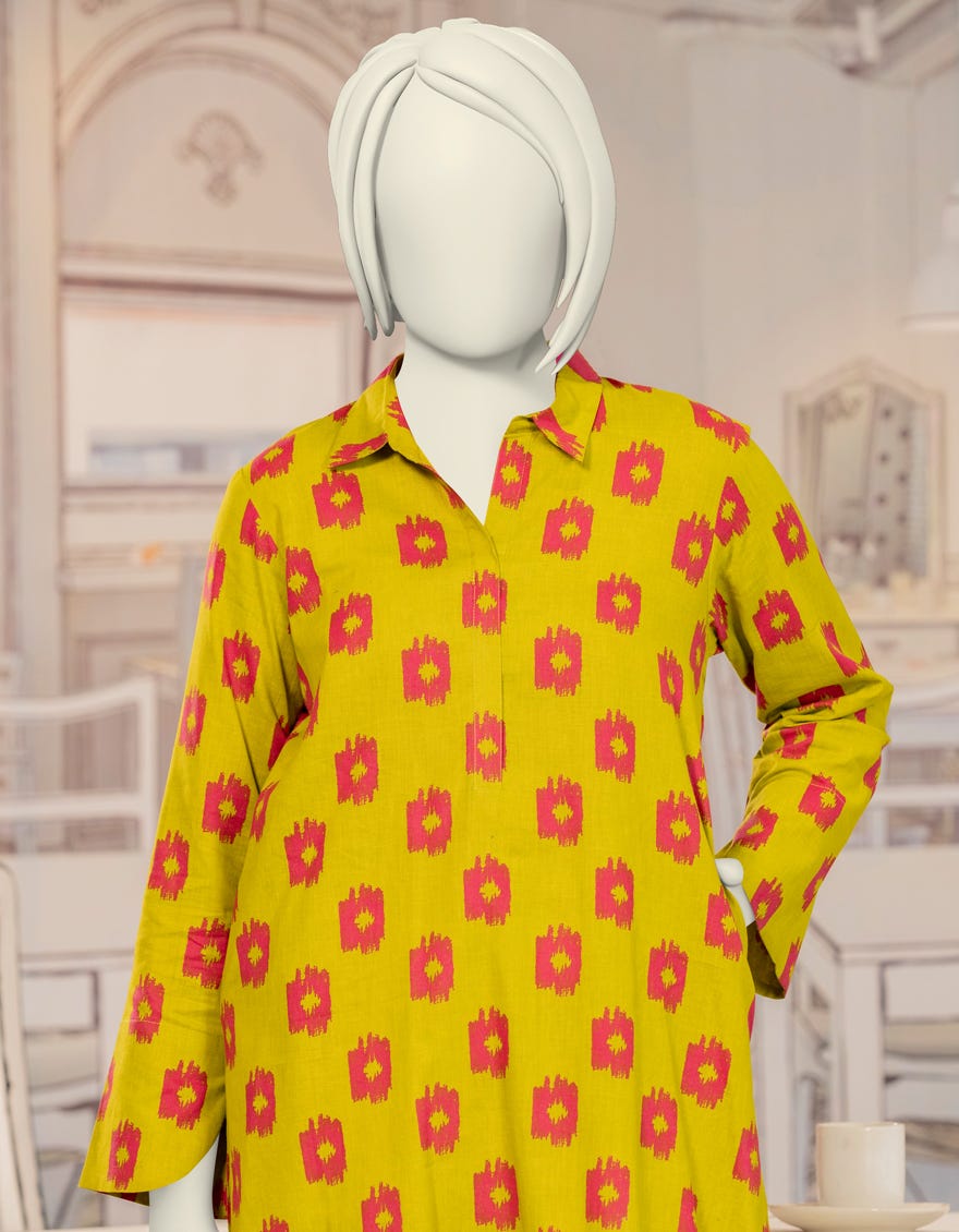 GREEN CAMBRIC PRINTED KURTI