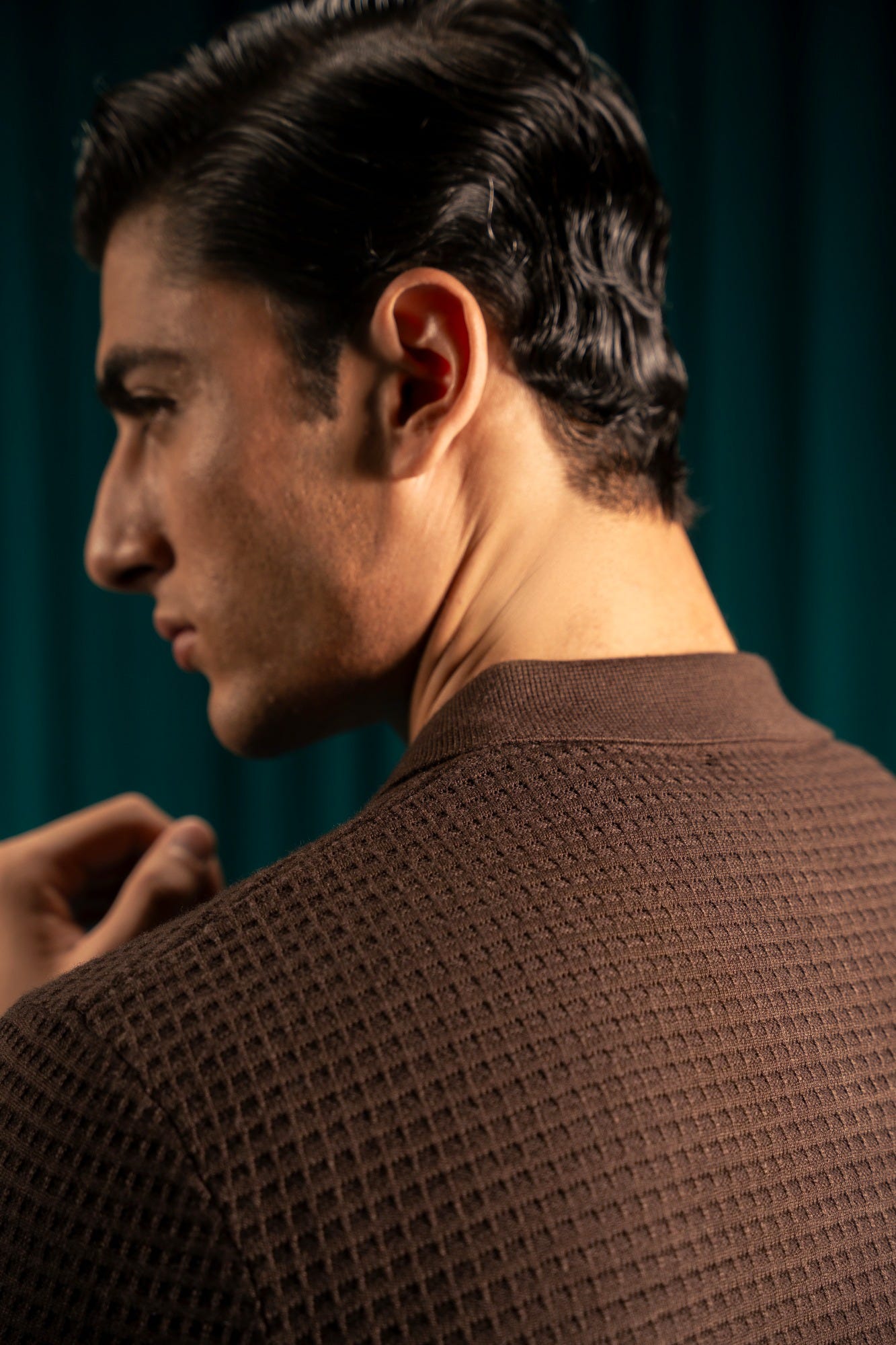 BROWN VISCOSE HALF ZIPPER SWEATER | CC-SWT-0029