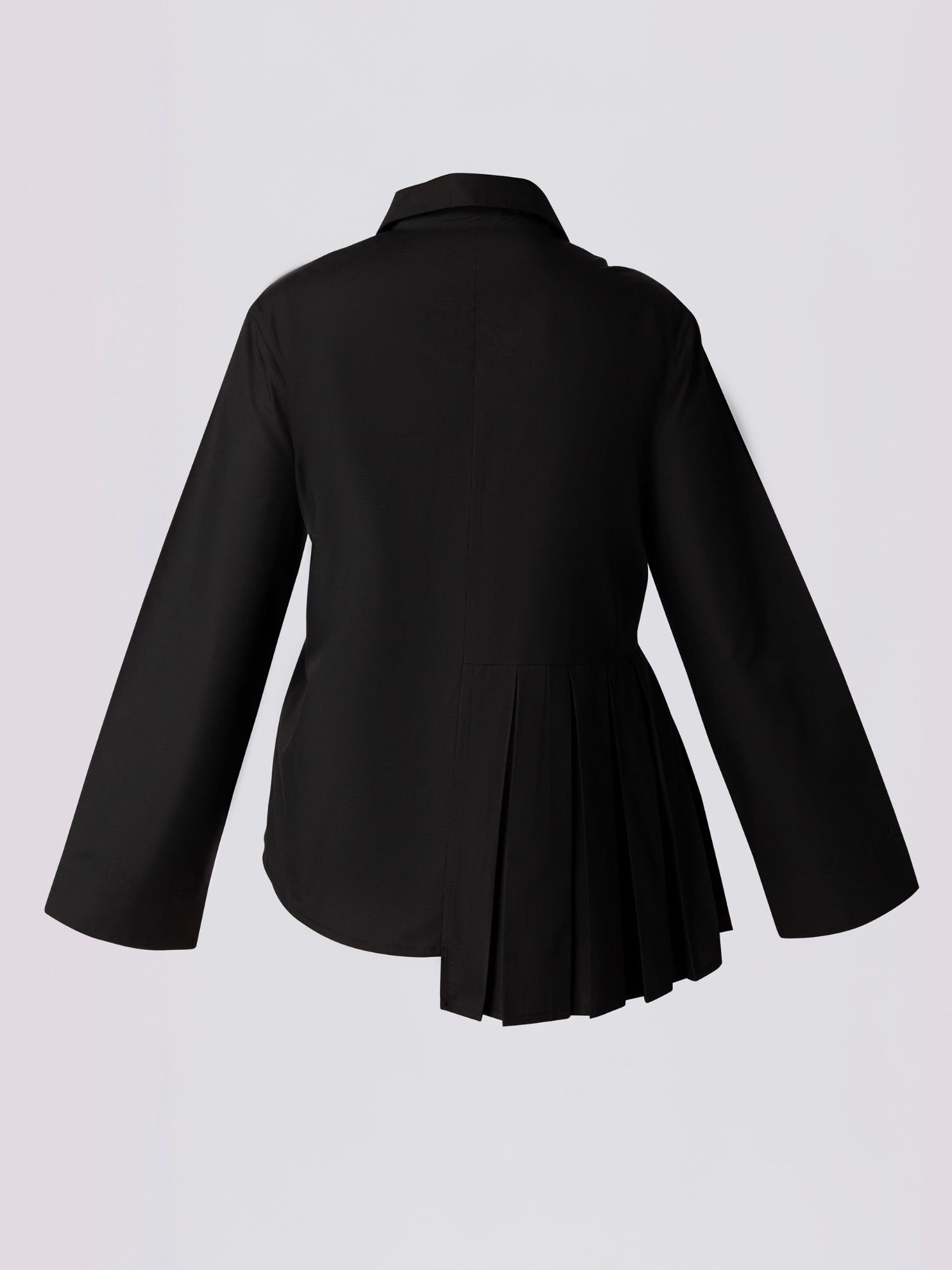 Black Pleat-Perfect High-Low Blouse