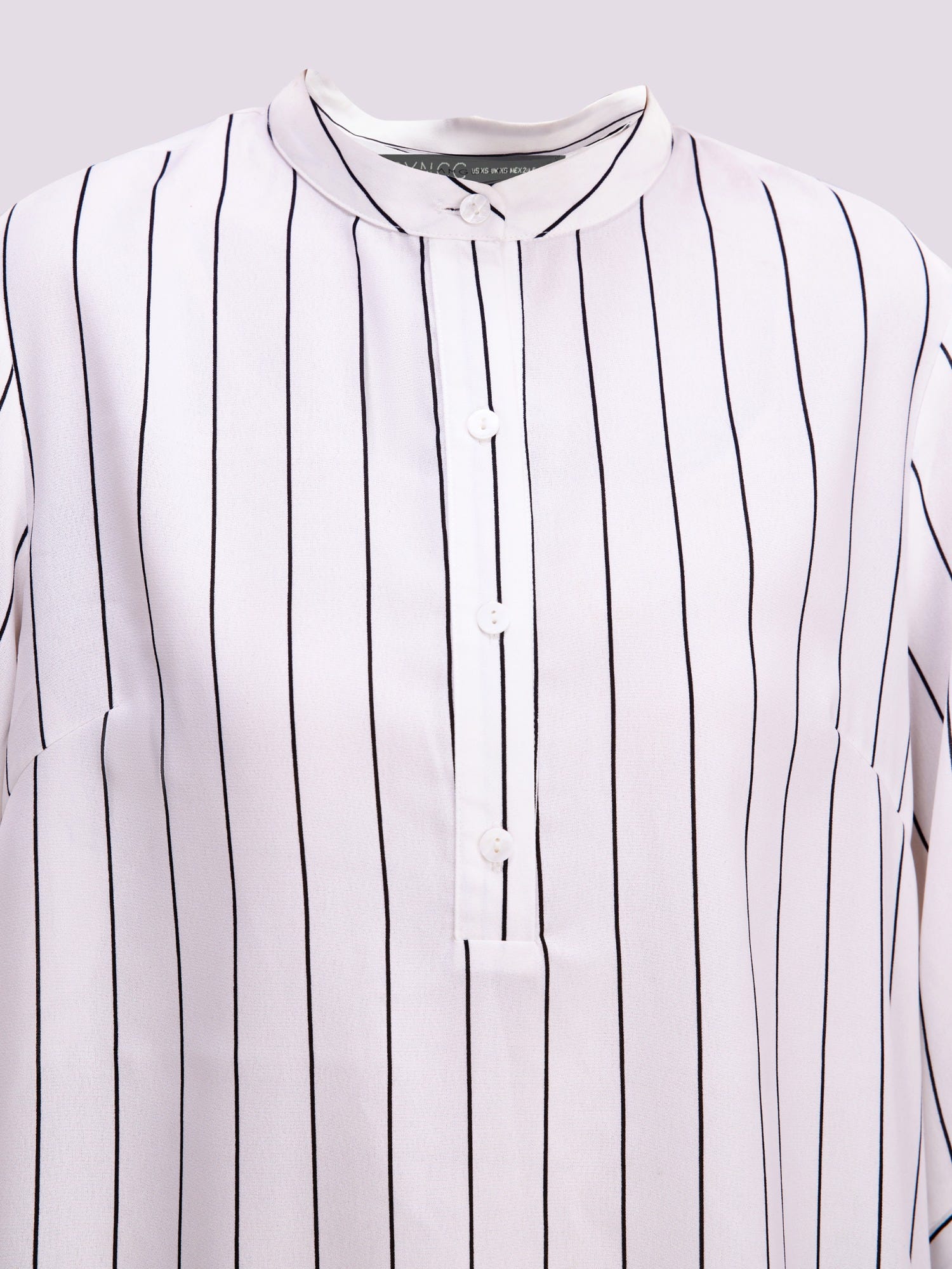 White Striped Bell-Sleeve Tunic Dress