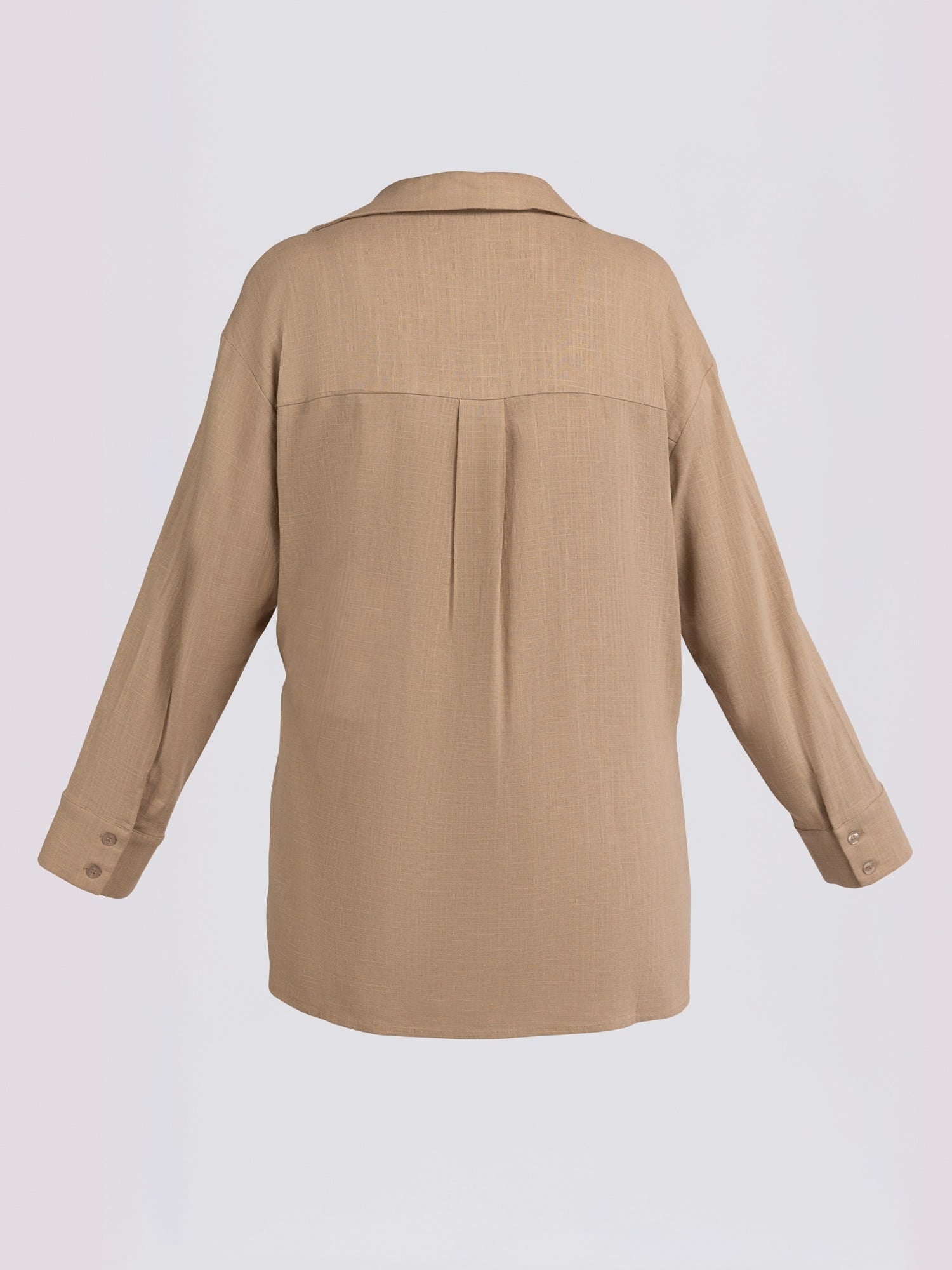 Beige Draped Side-Tie Kimono Shirt