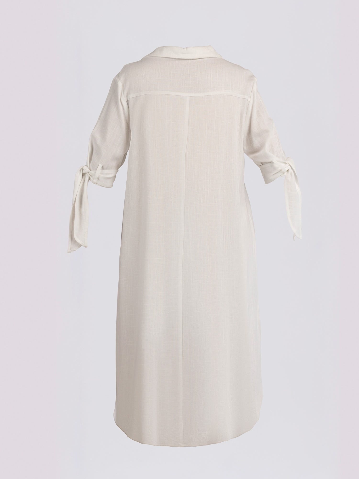 Off White Tie-Cuff Half-Button Shirt Dress