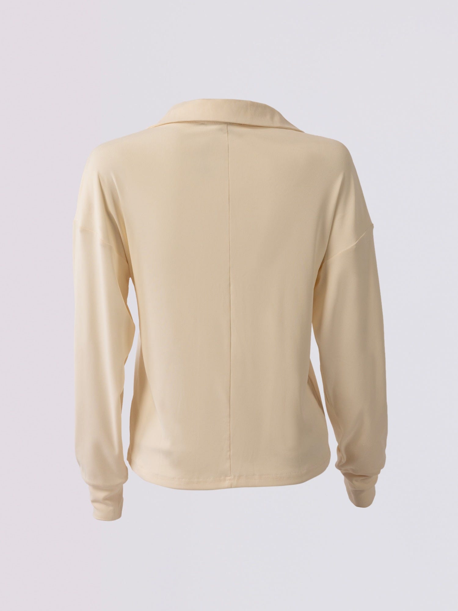 Beige Relaxed Long-Sleeve Polo