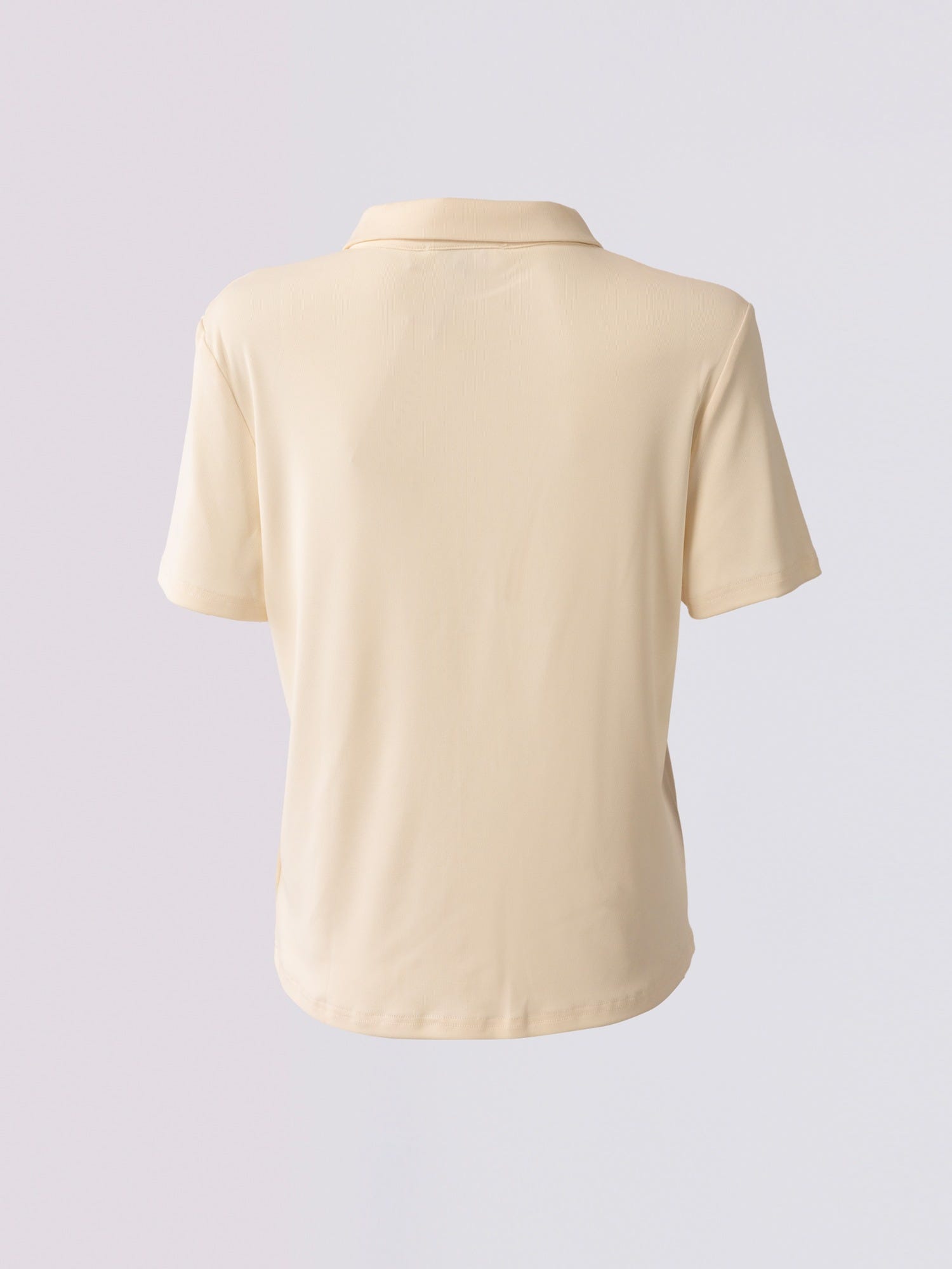 Beige Short-Sleeve Collared Top