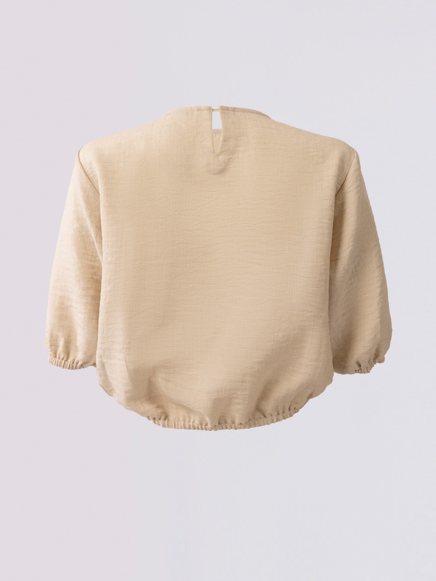 Beige Puff-Sleeve Top