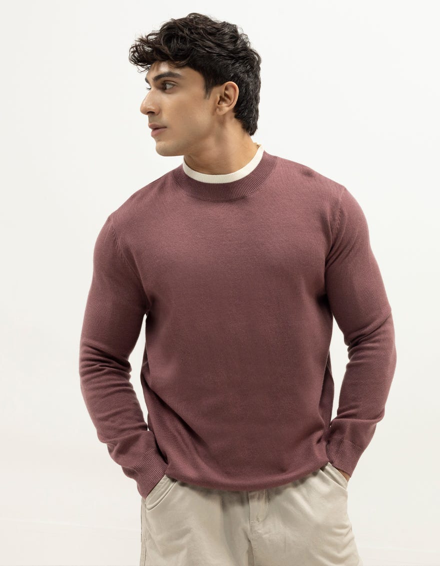 VENUS - MAUVE SHORT MOCK SWEATER
