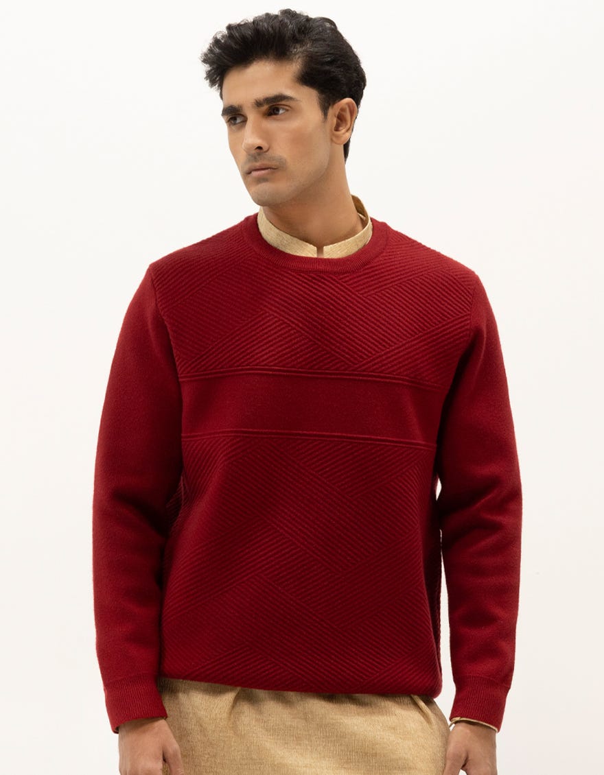 SATURN B - MAROON CREW SWEATER