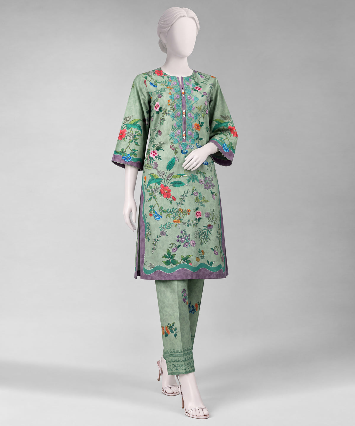 Mint Green Embroidered Dobby Unstitched 2Pc