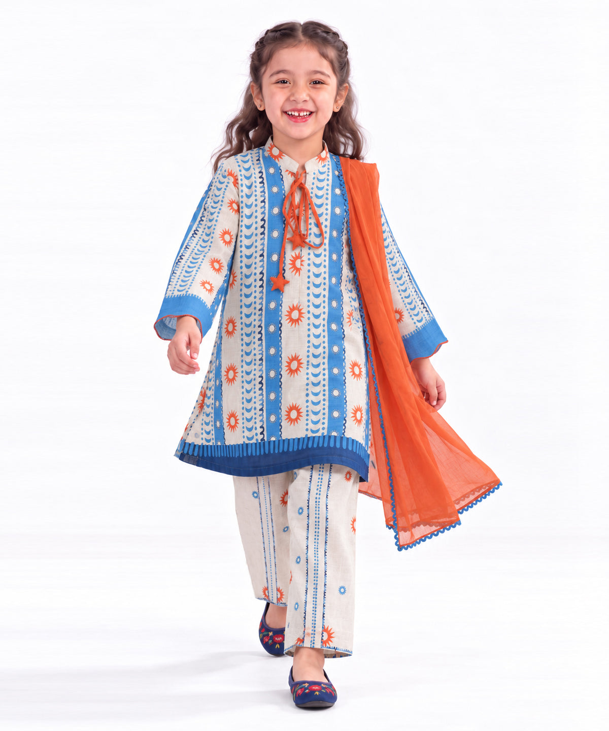 Off White Printed Khaddar Stitched 3Pc