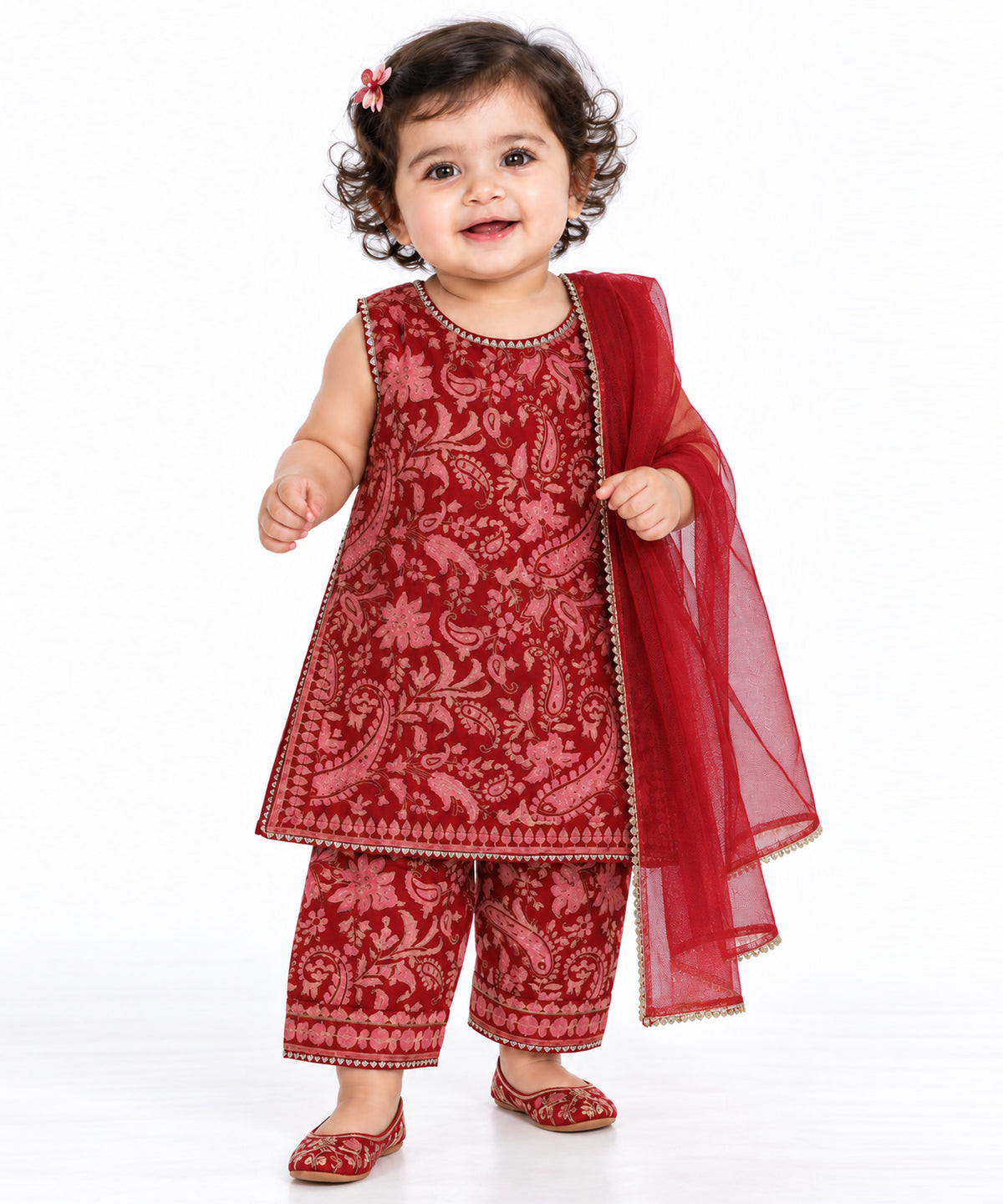 Maroon Embroidered Raw Silk Stitched 3Pc