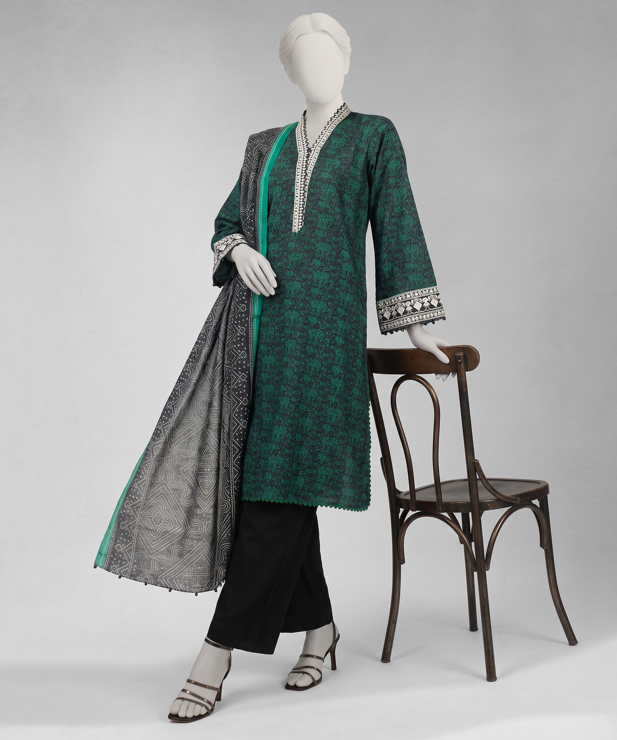 Multicolor Embroidered Khaddar Slub Unstitched 3Pc