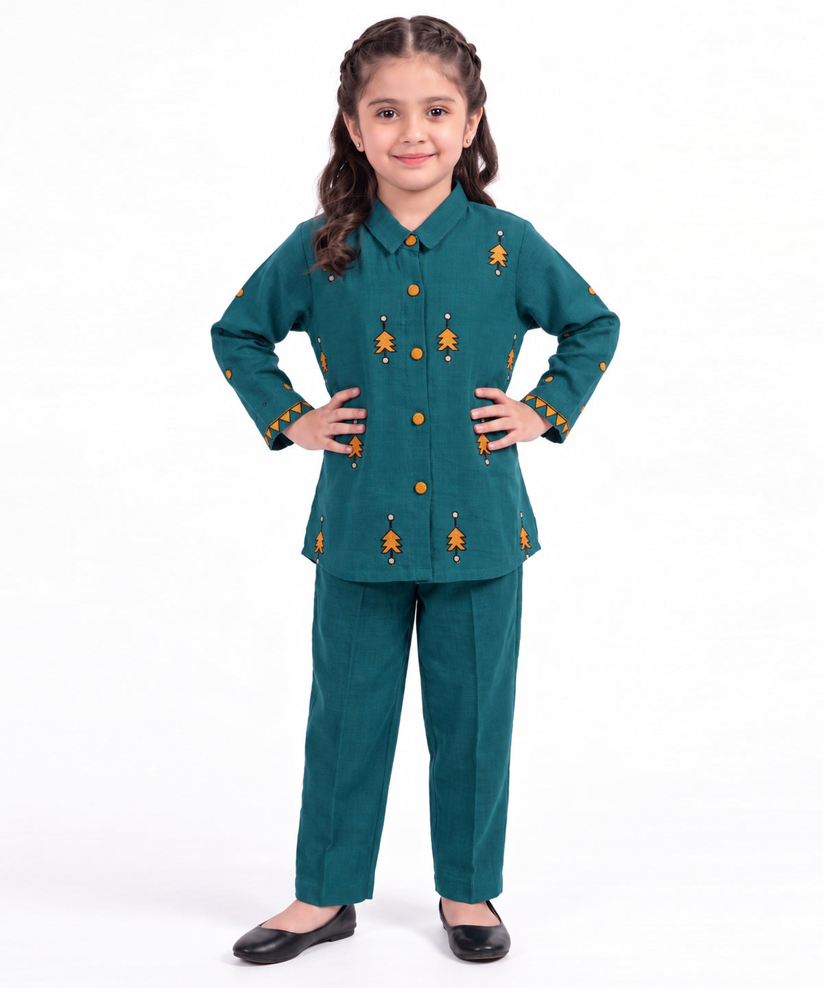 Teal Embroidered Dobby Stitched 2Pc