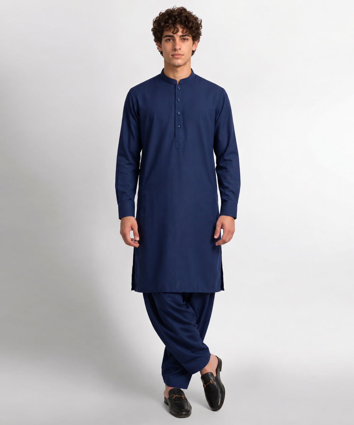 Bright Navy Plain Kameez Shalwar