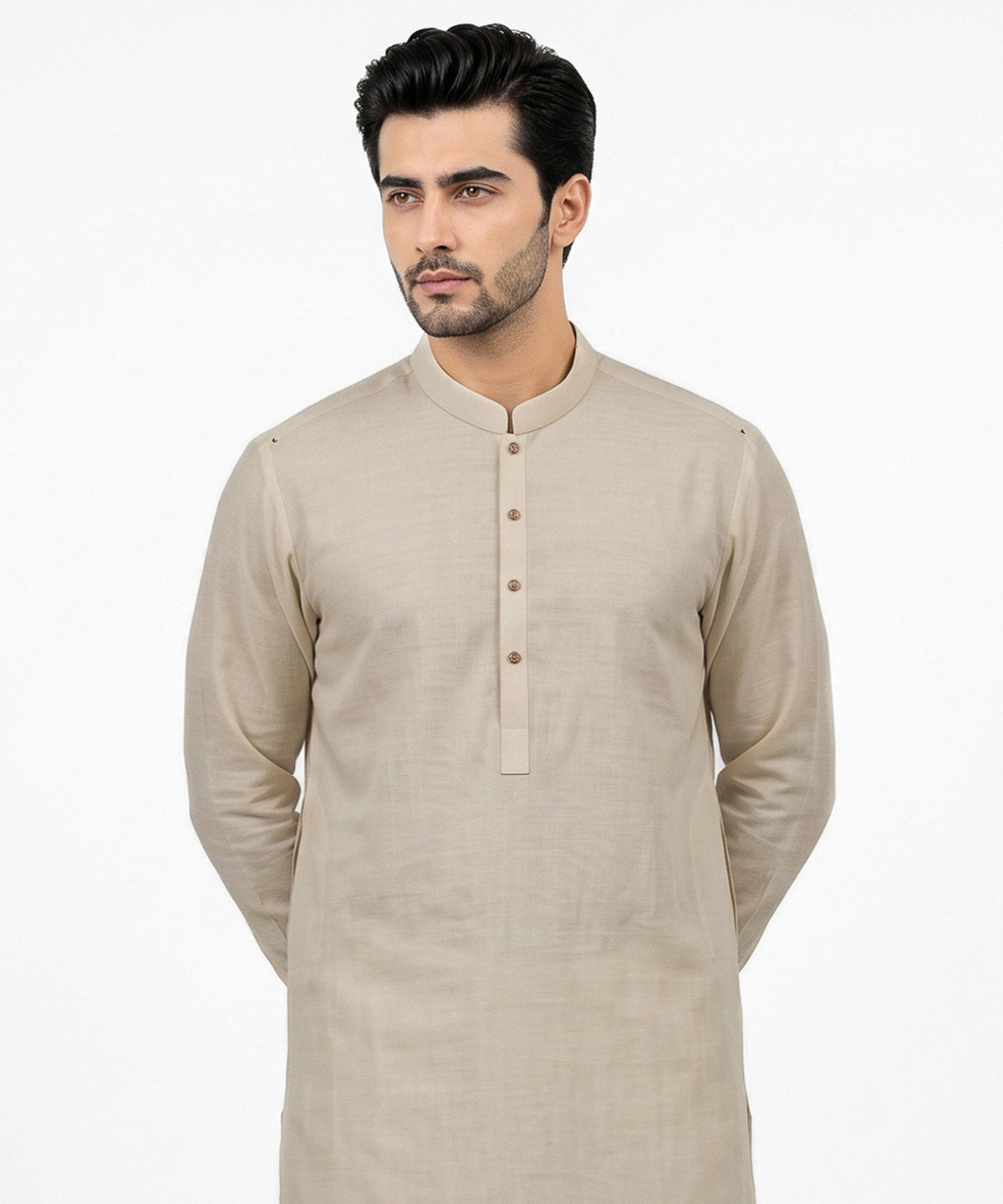 Egg White Casual Cotton-Linen Kameez Shalwar