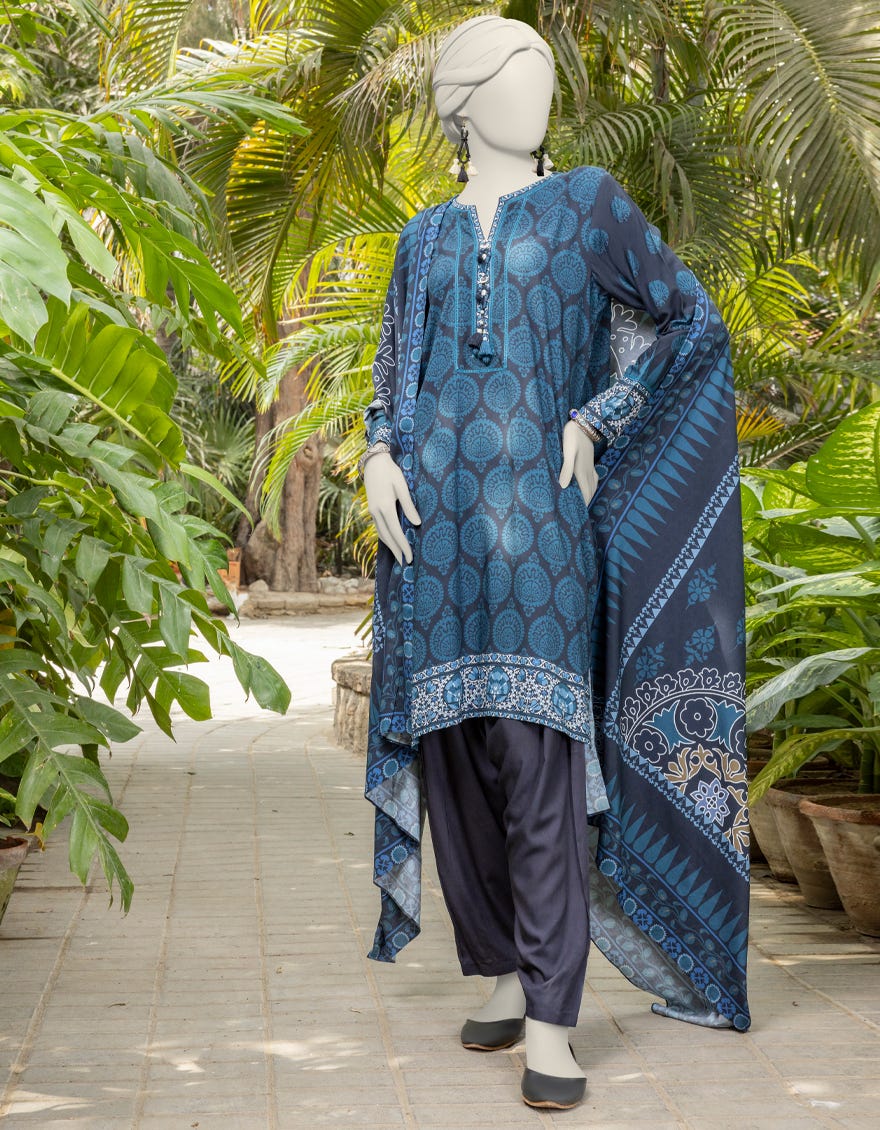Black Light Linen Printed Unstitched 3 Piece Dress | Jjls-S-Jpw-24-018