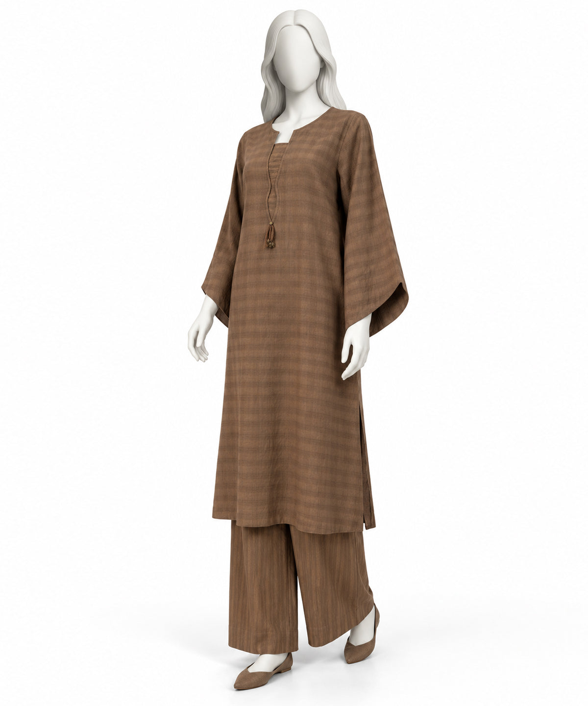 Brown Dyed Textured Co-Ord Set
