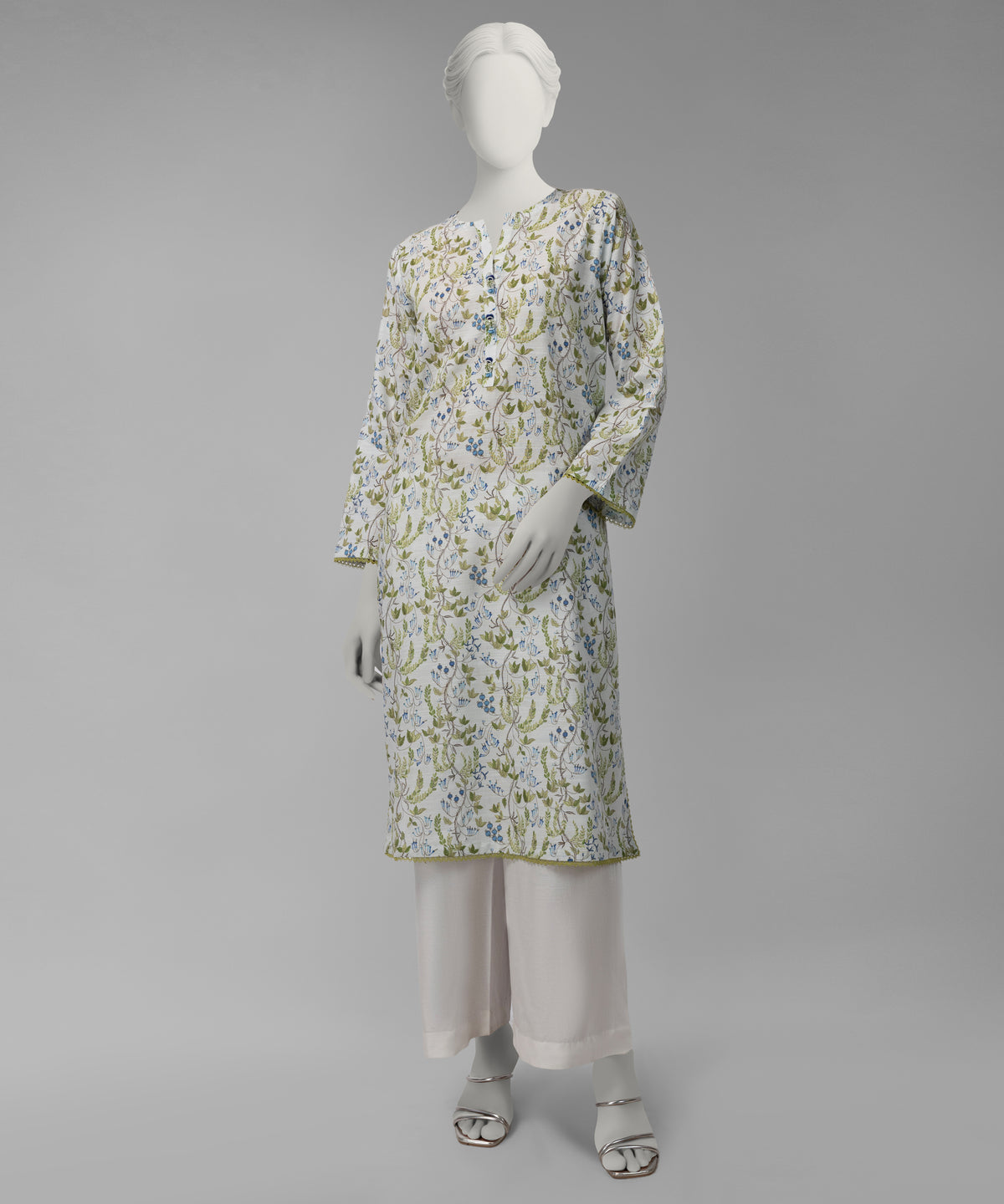 White Printed Light Khaddar Slub Unstitched 1Pc