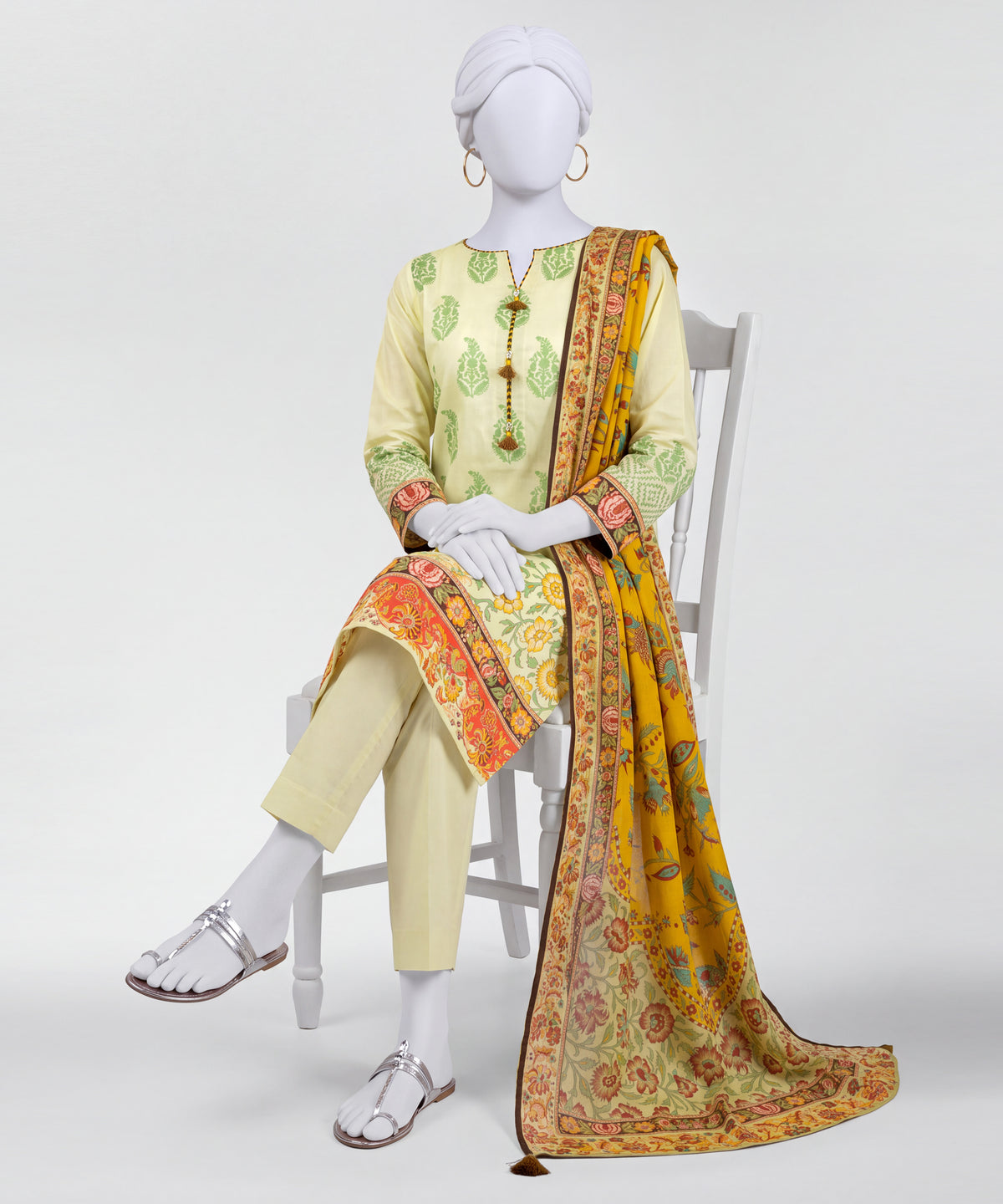 Yellow Printed Lawn Unstitched 3Pc Main Front