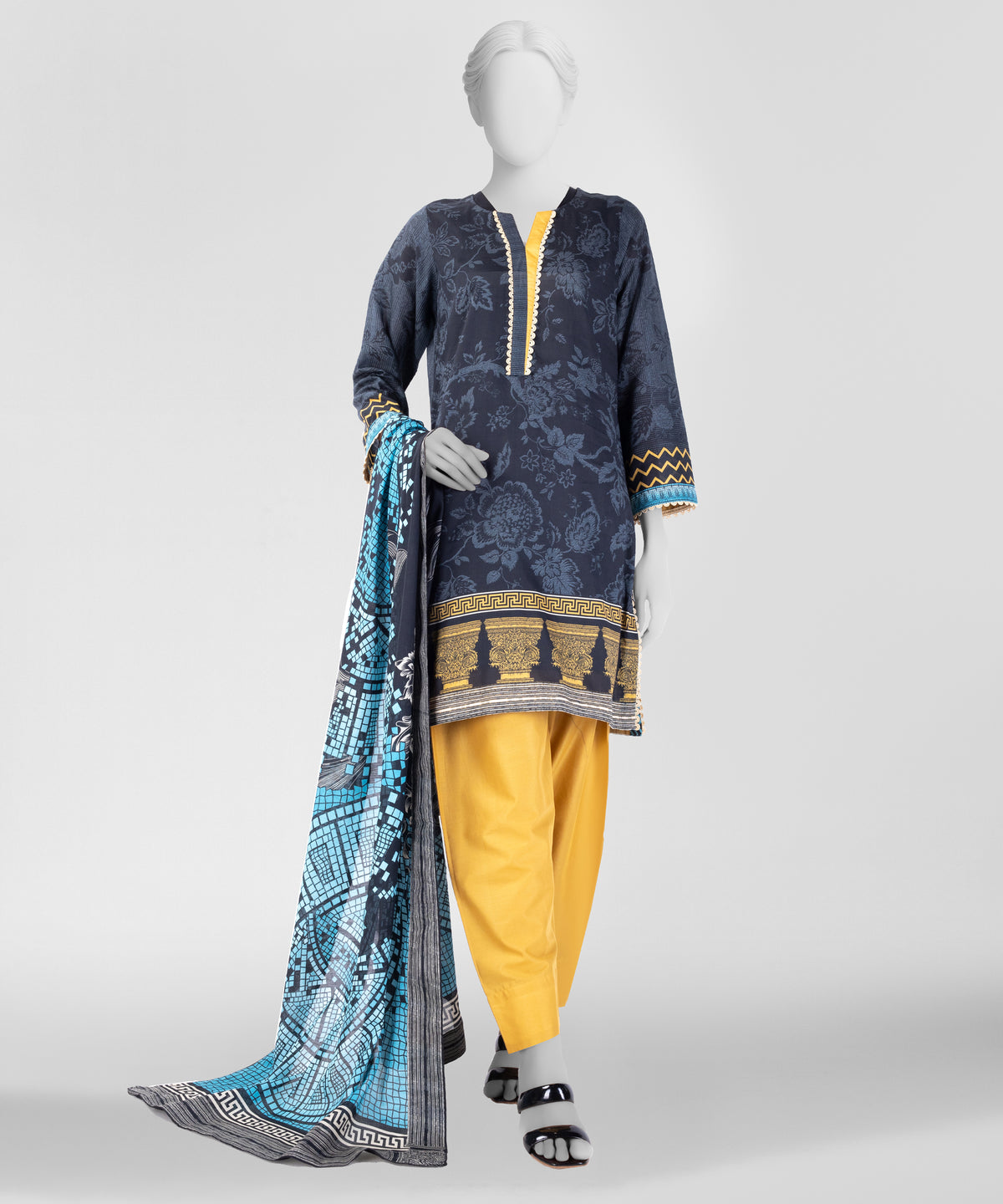Multicolor Printed Lawn Unstitched 3Pc Main Front