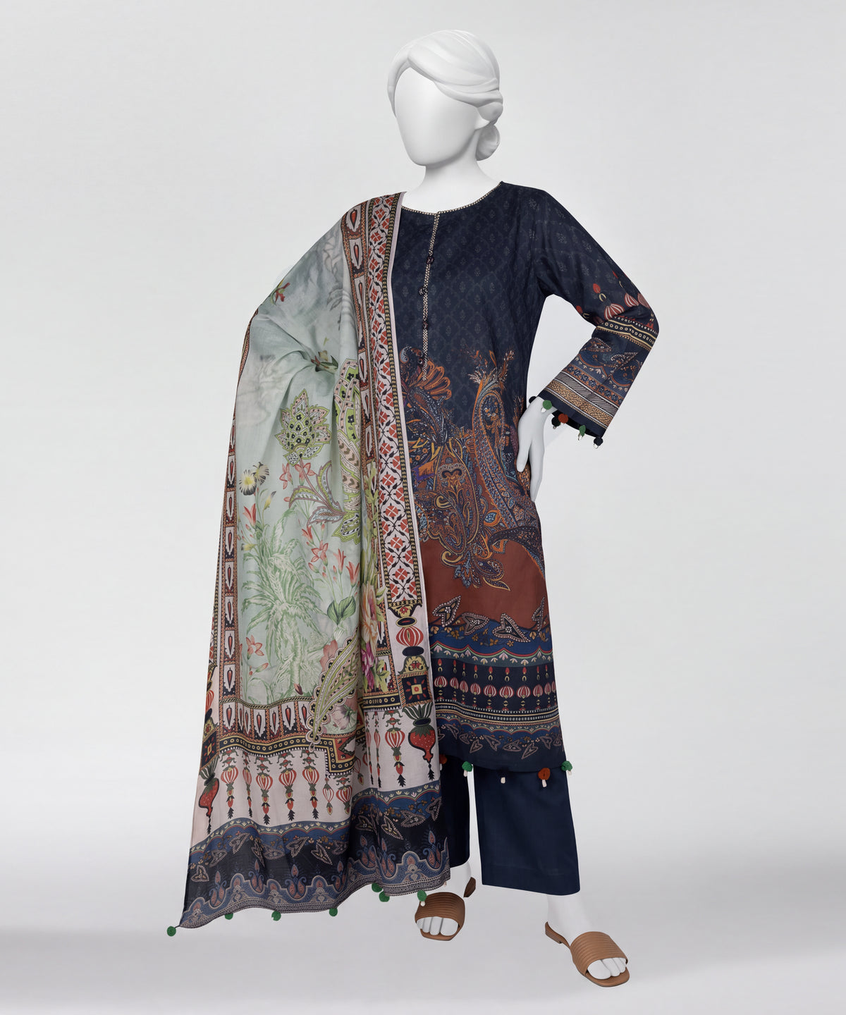 Multicolor Printed Lawn Unstitched 3Pc Main Front