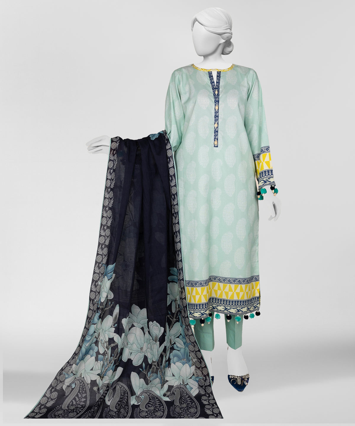 Green Printed Lawn Unstitched 3Pc Main Front