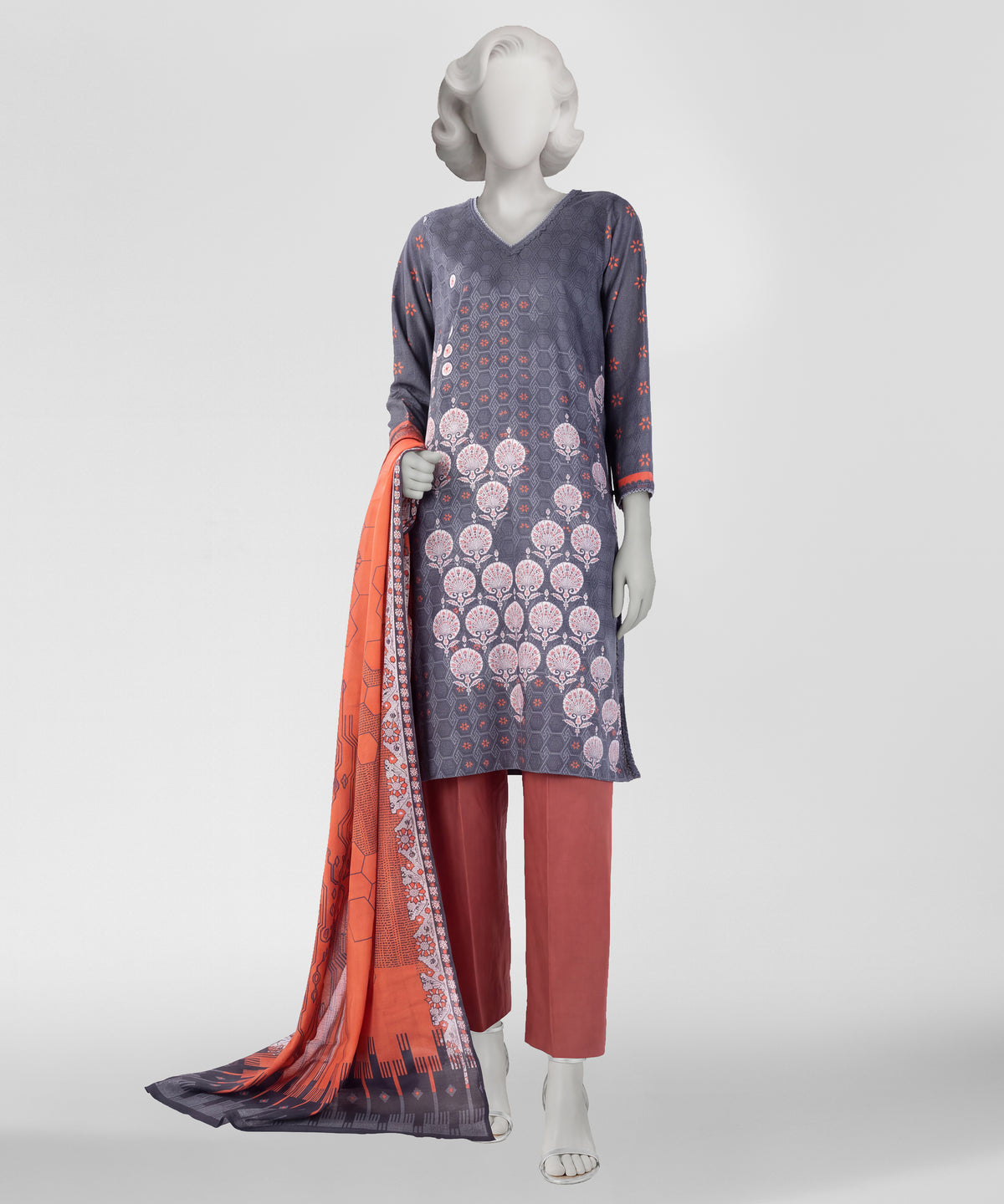 Multicolor Printed Lawn Unstitched 3Pc Main Front