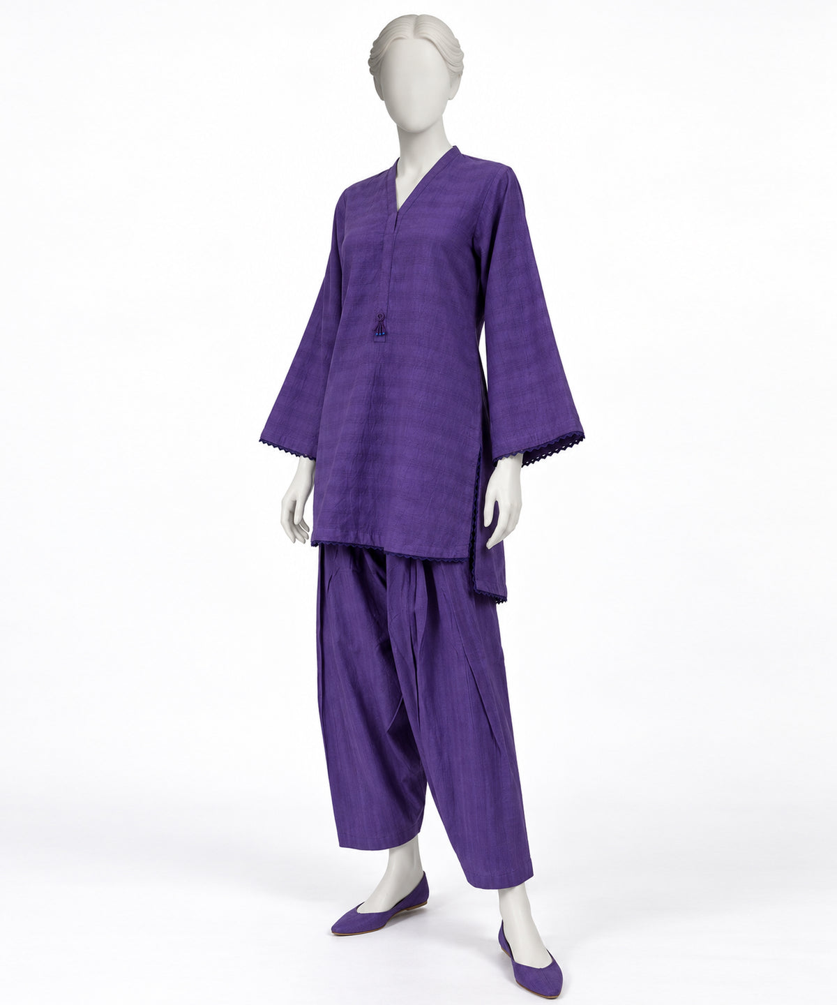 Purple Dyed Textured Co-Ord Set