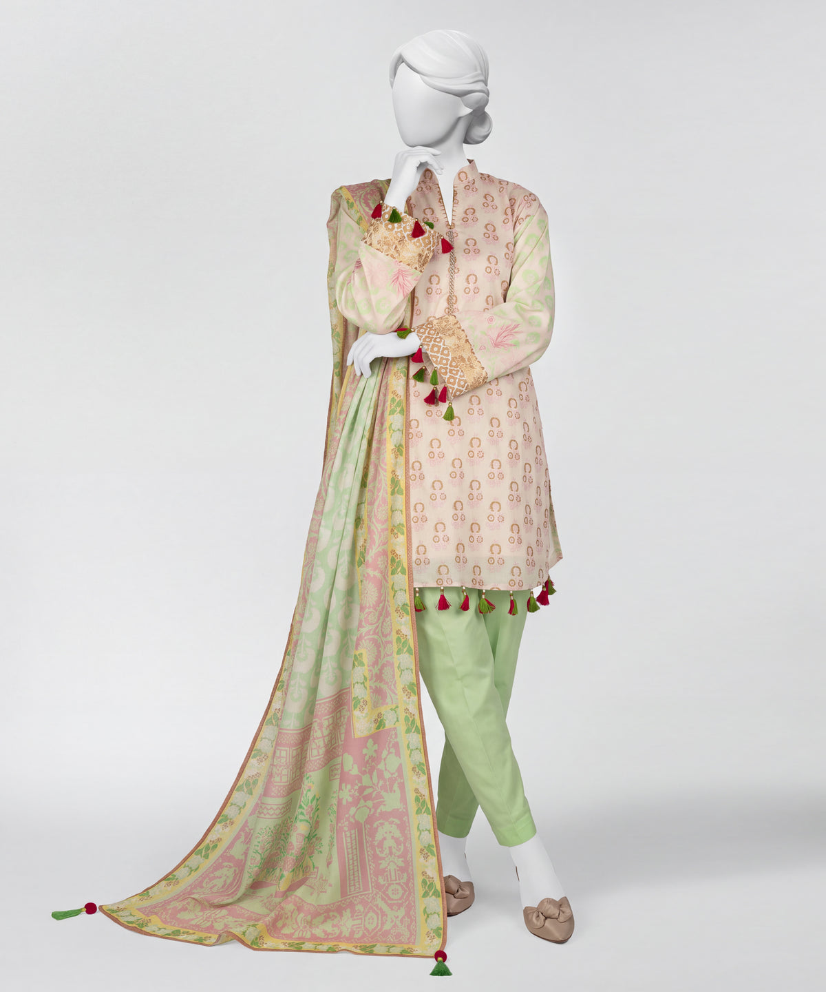 Green Printed Lawn Unstitched 3Pc Main Front