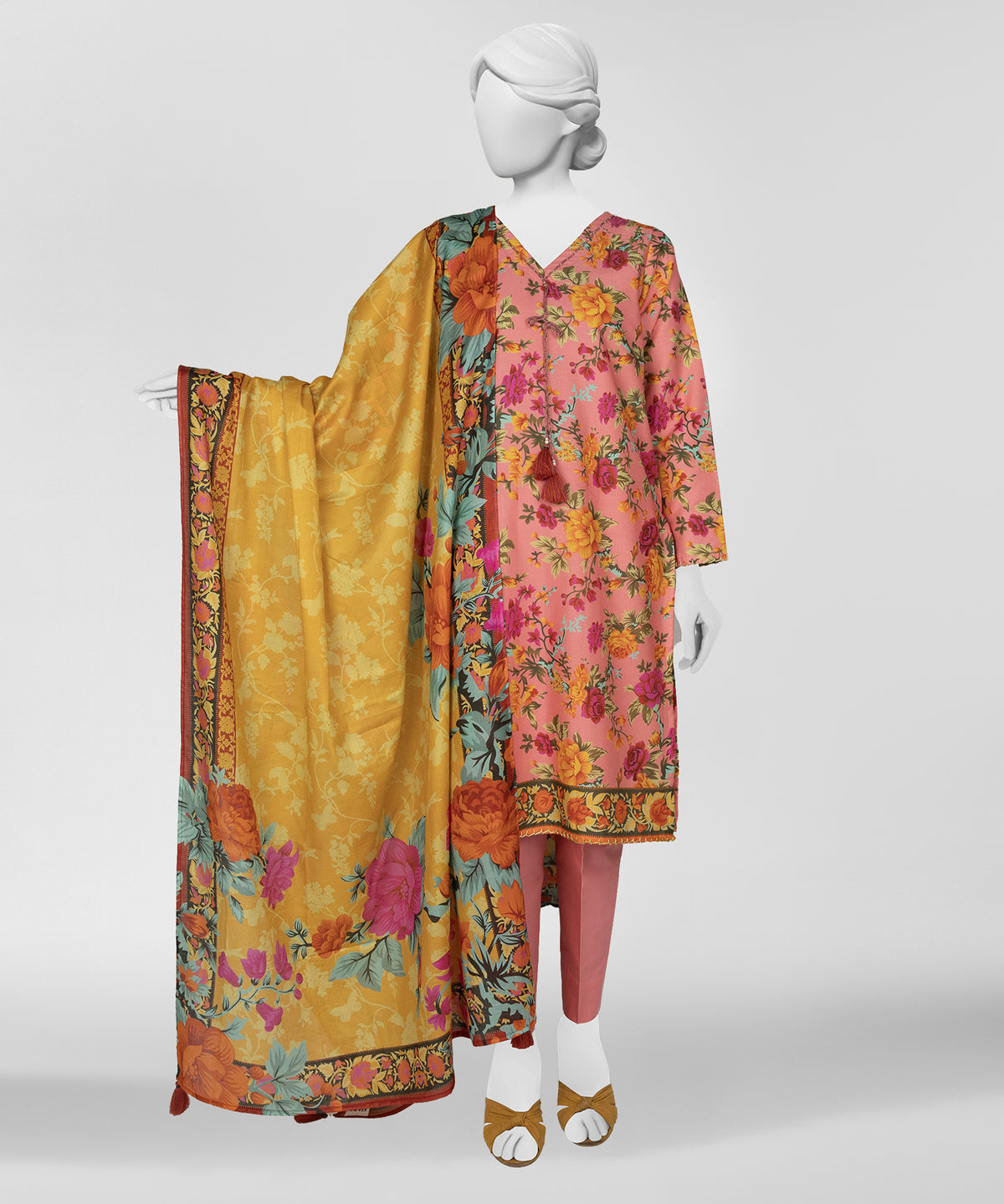 Pink Printed Lawn Unstitched 3Pc Main Front