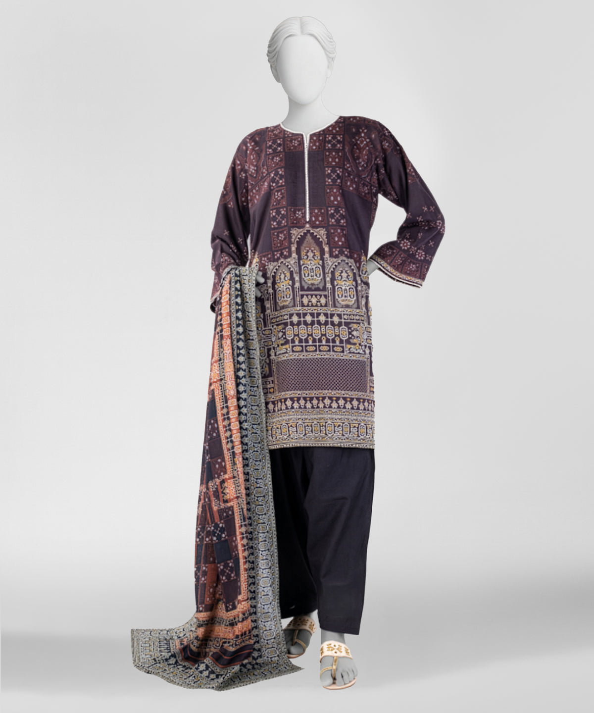 Multicolor Printed Lawn Unstitched 3Pc Main Front