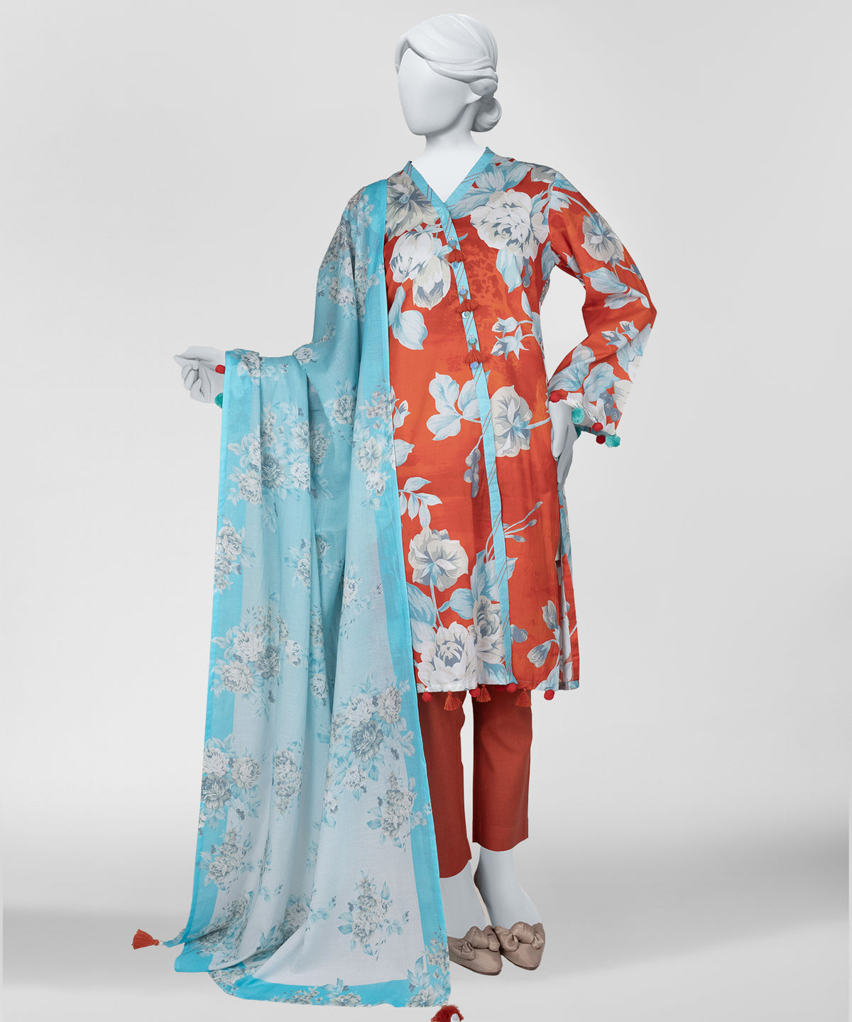 Multicolor Printed Lawn Unstitched 3Pc Main Front