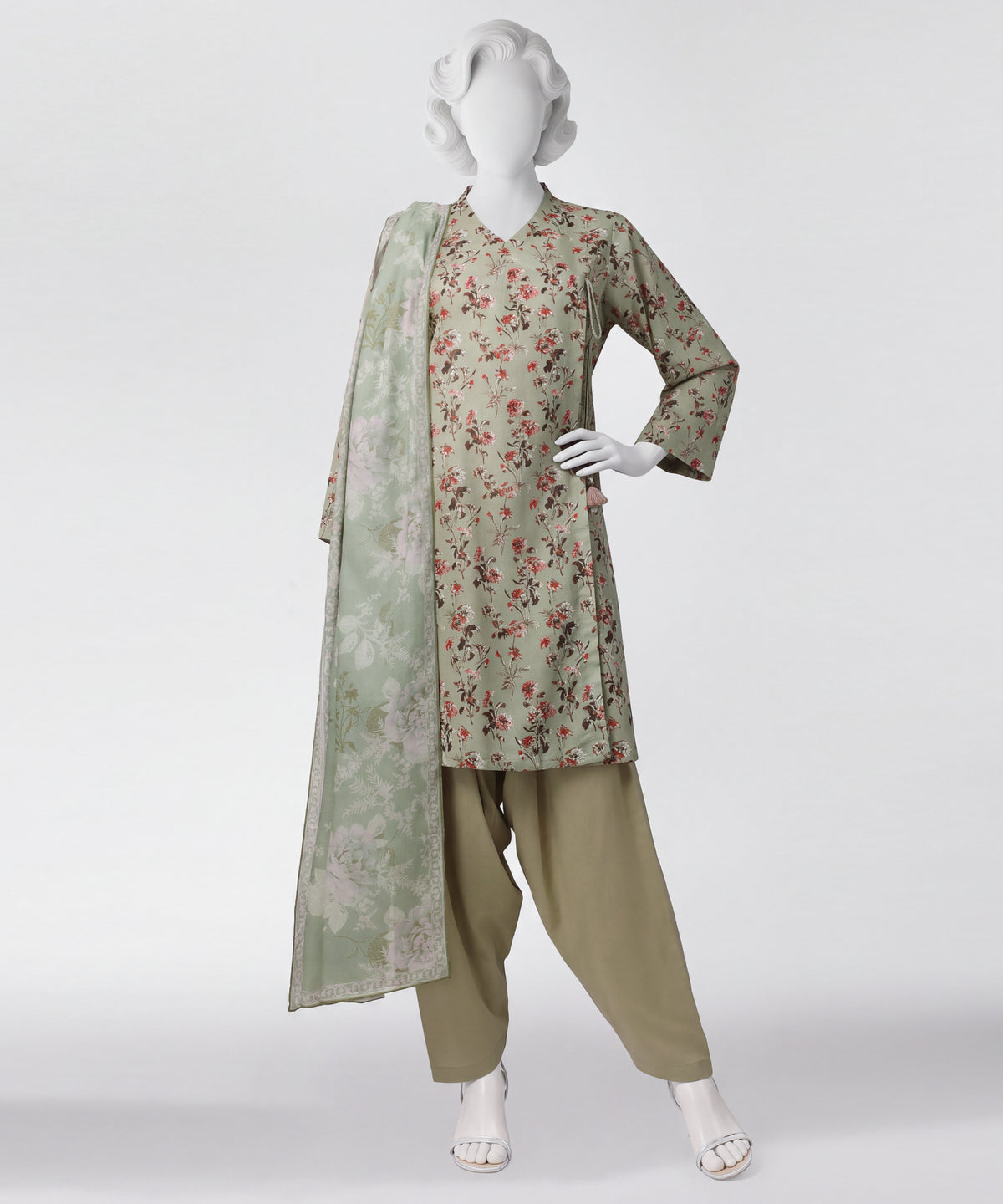 Green Printed Lawn Unstitched 3Pc Main Front