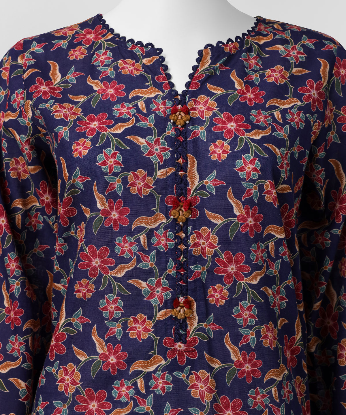 Blue Printed Khaddar Slub Stitched 3Pc