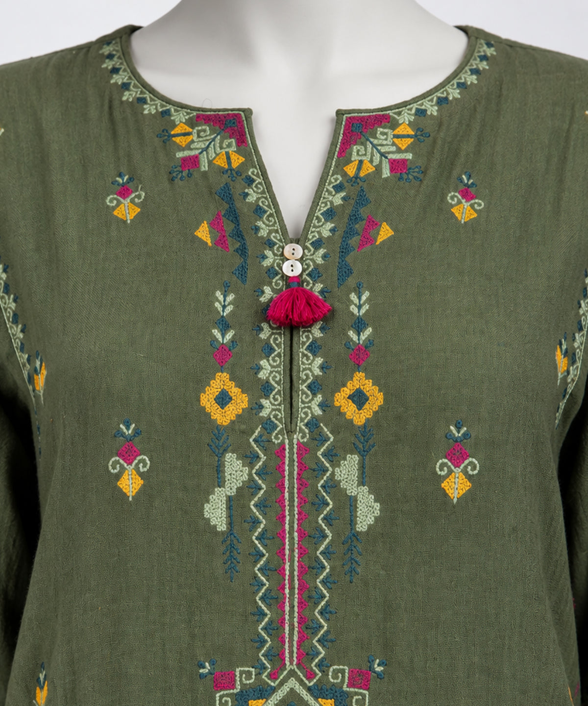 Green Embroidered Double Cloth Co-Ord Set
