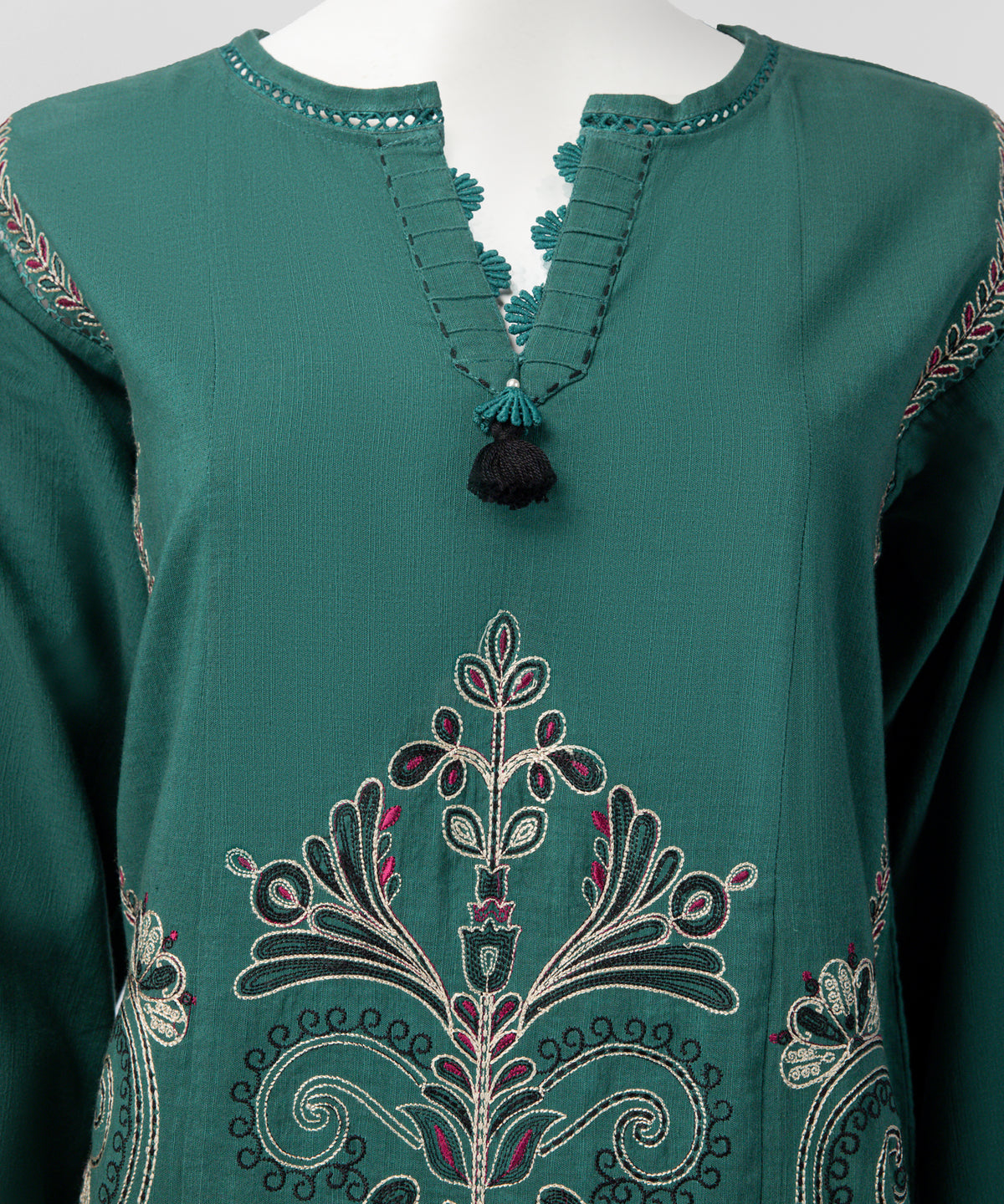 Green Embroidered Khaddar Slub Co-Ord Set