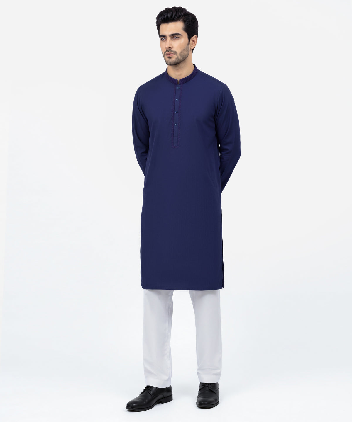 Purple Semi-Formal Jacquard Kurta