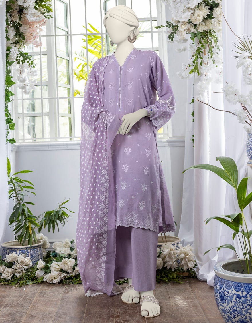 Mauve Lawn Embroidered Unstitched 3 Piece Dress | Jjls-S-Jpw-24-033