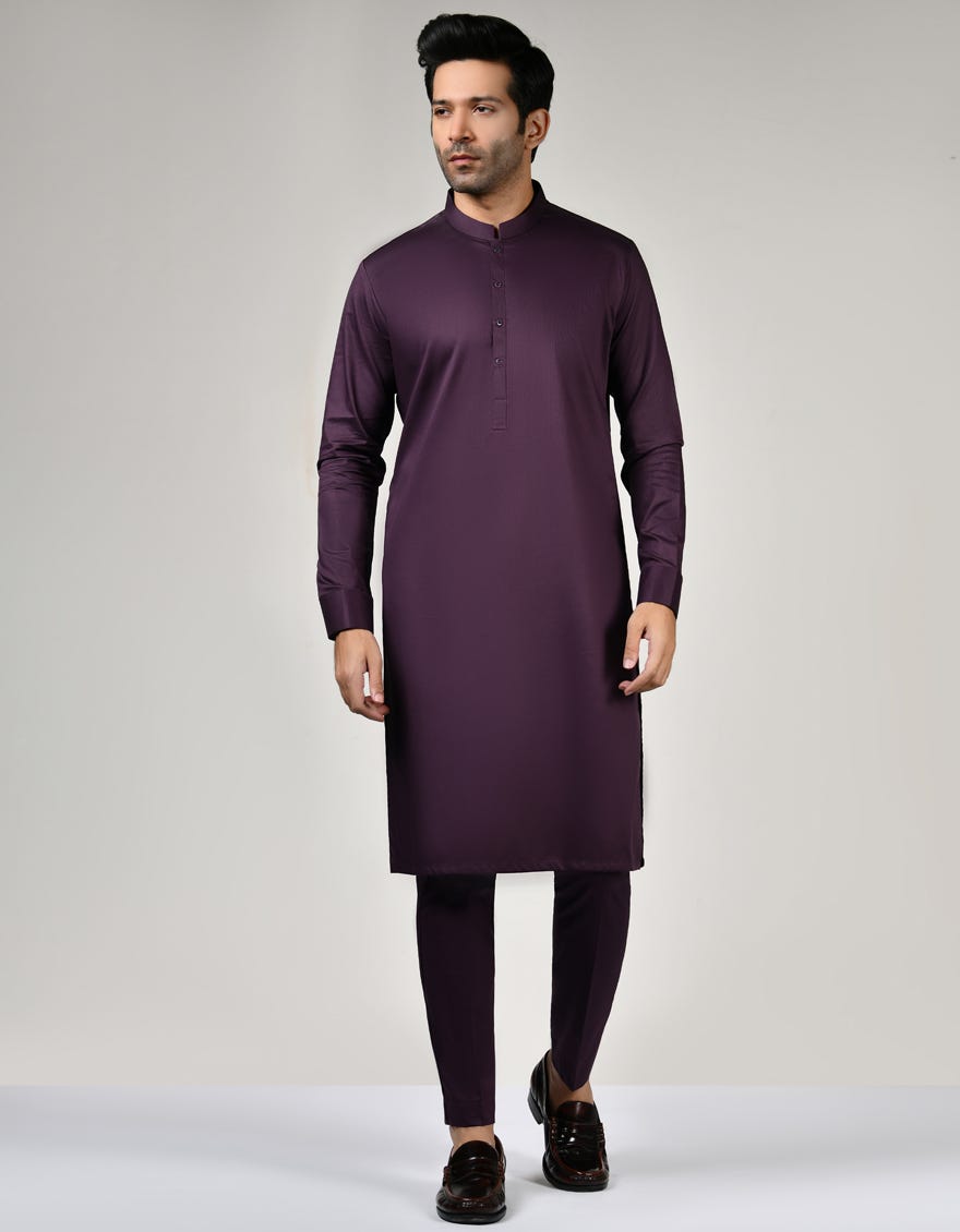 Purple Cotton Unstitched Kameez Shalwar Fabric | Jjms-2551