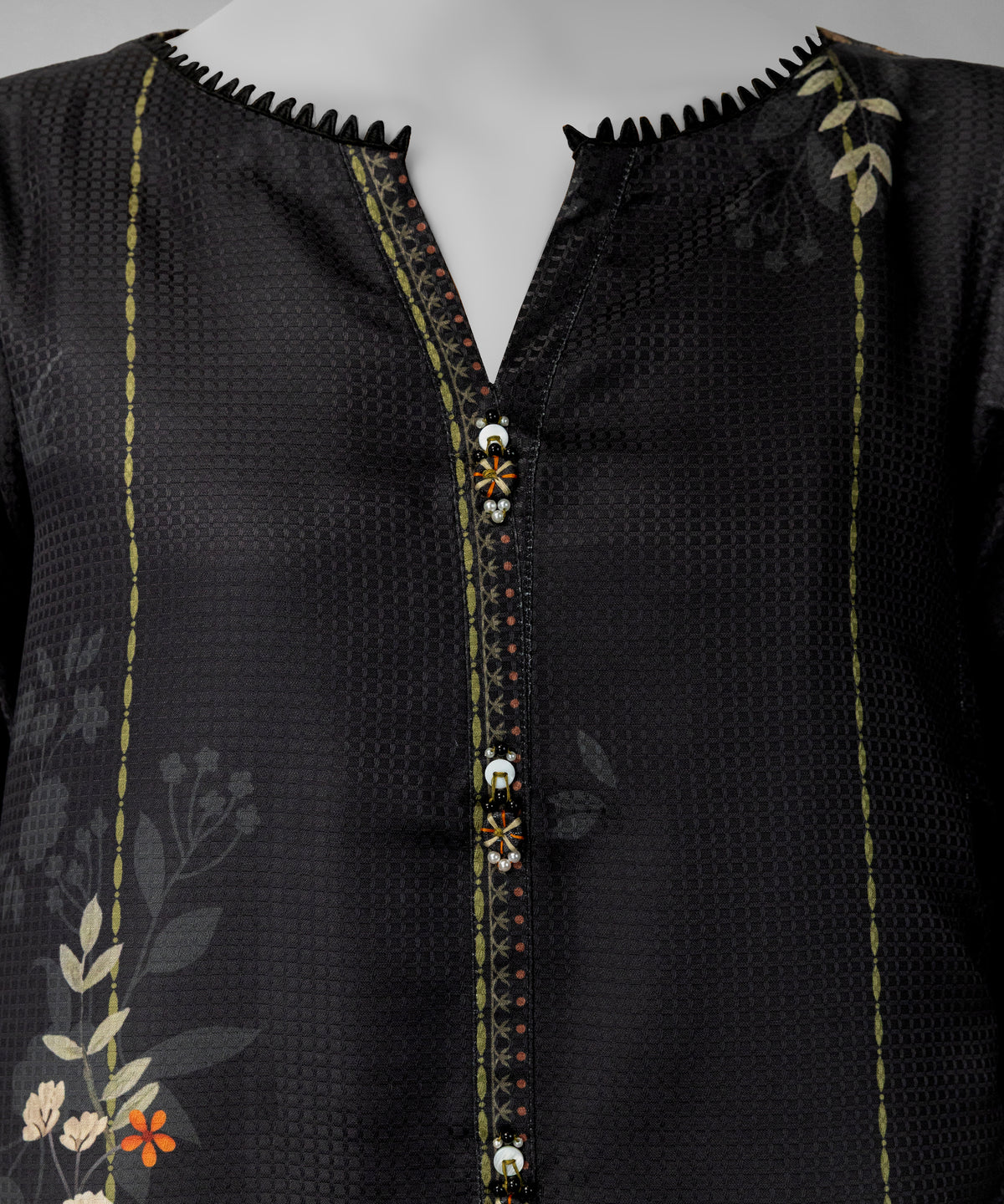 Black Printed Dobby Unstitched 2Pc