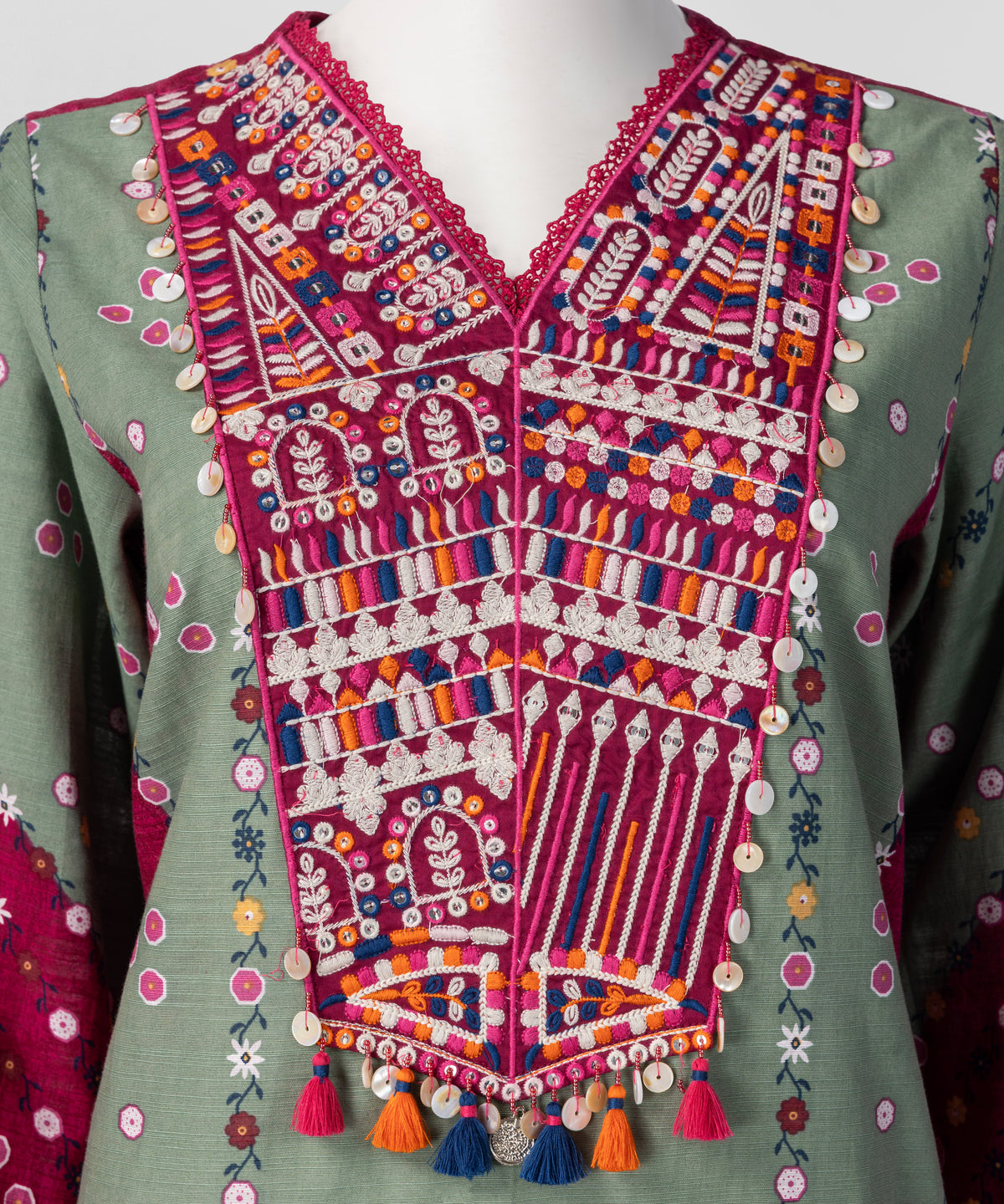 Multicolor Embroidered Khaddar Slub Stitched 3Pc